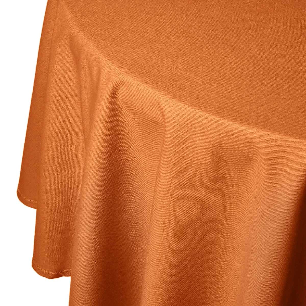 Homescapes Burnt Orange Orange Table Cloth, Plain Cotton Round Tablecloth, Handcrafted & Durable Dining Table Cover With Hem Stitch, Hypoallergenic, Washable, - 178Cm