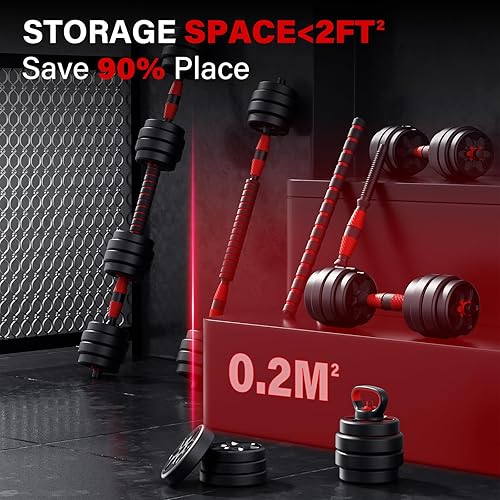 Miniatura 8 de Mancuernas ajustables, juego de pesas libres de 2233446688 libras con conector, juego de pesas 4 en 1 utilizado como pesas rusas, barra, soporte de