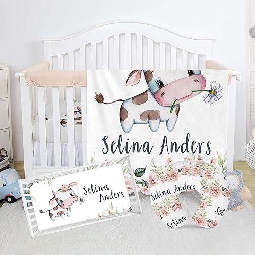 Juego de cama personalizado para cuna recién nacida sábanas bajeras para cama de bebé con nombre personalizado, manta de guardería, sábana y funda