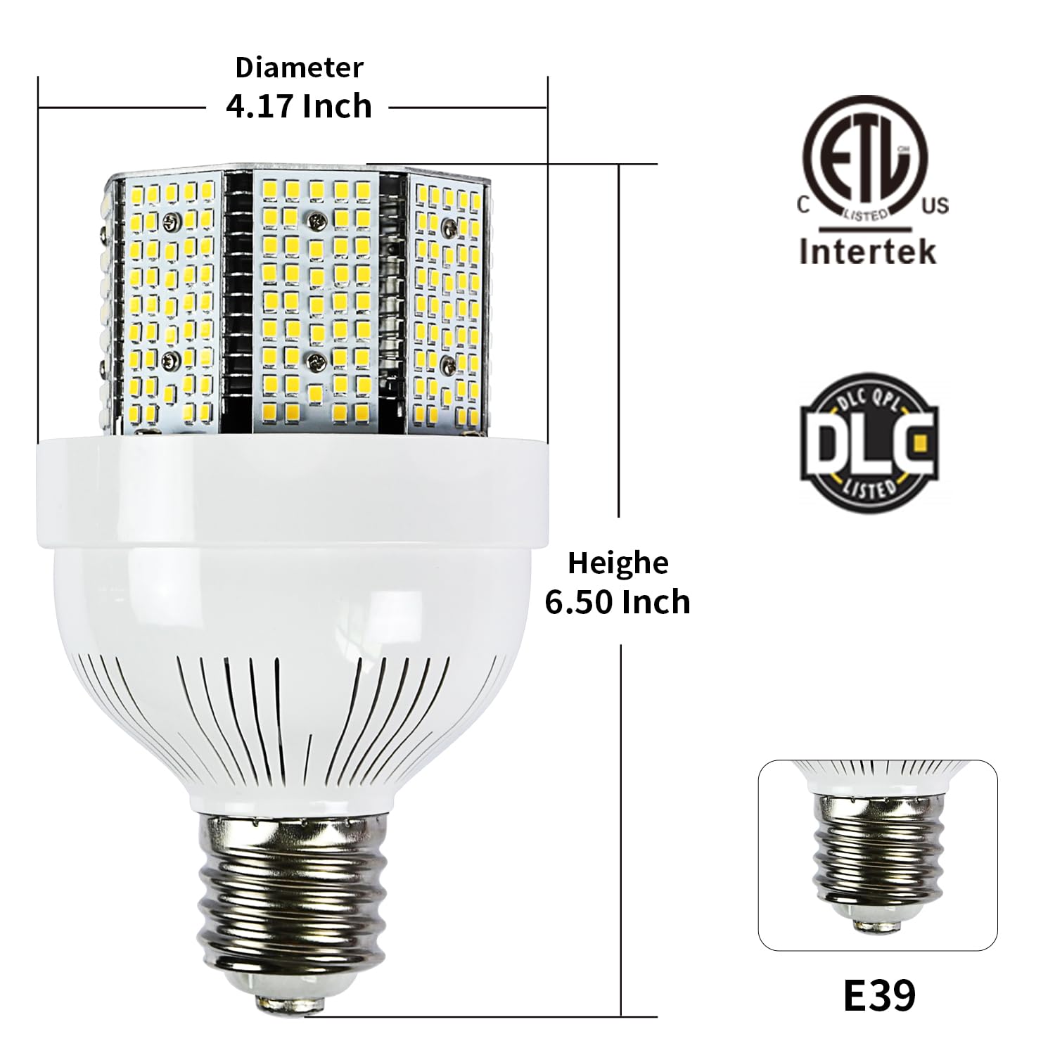 480V LED Corn Cob Light Bulb 85W E39 Mogul Base 14025LM 5000K Daylight Lamp Replacement for 300-400W HID — view 2