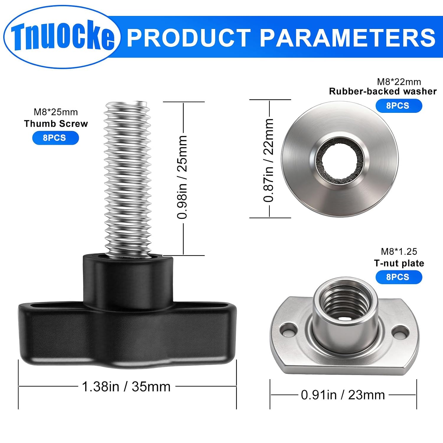 Universal Hard Top Bolts Thumb Screw Kit, Quick Removal Fastener for Jeep Wrangler YJ TJ JK Unlimited Sahara Rubicon (Pack of 8)