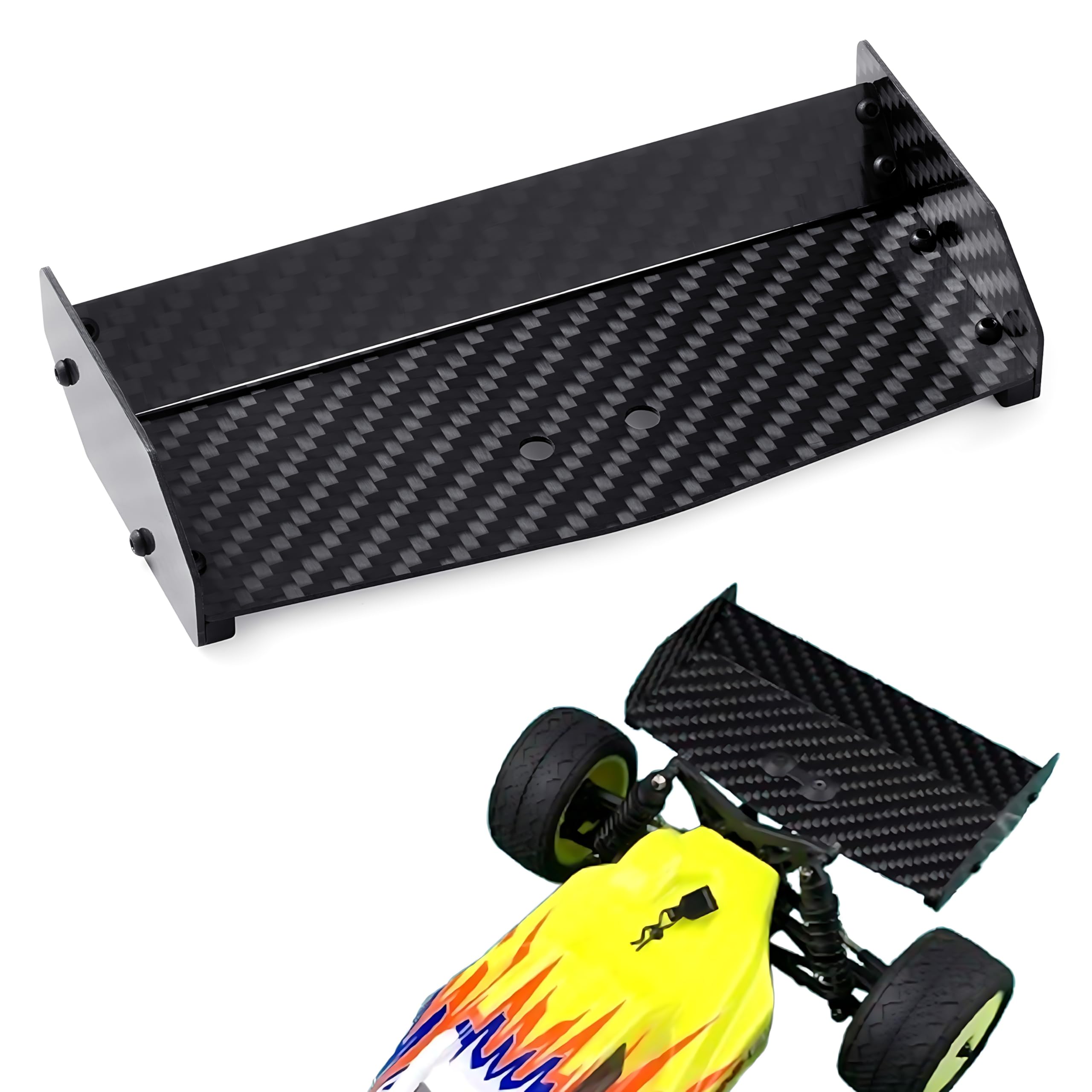 1/18 Scale Carbon Fiber Rear Wing/Tail Wing - Upgrade Part For LOSI 1/18 Mini-T 2.0 RC Truck (Orange)