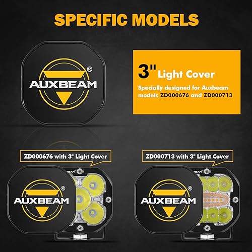 Miniatura 3 de Auxbeam Paquete de módulos LED de color ámbar blanco de 3 pulgadas con cubiertas de luz negra, 6 modos de luces estroboscópicas de doble color para