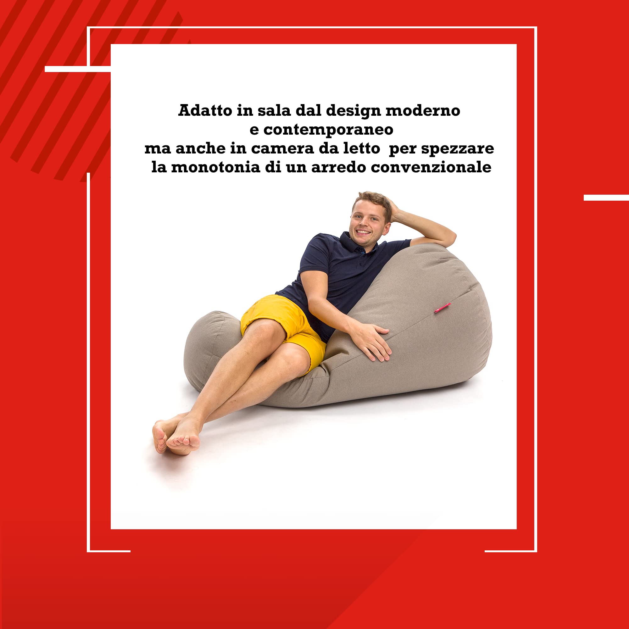 Ecopuf | Puff Poltrona Sacco Marrone Talpa ACTIVE XXL - Puff Poltrona da Interno/Esterno - Pouf A Sacco Impermeabile - Poltrona Pouf Imbottitura Polistirolo EPS PRO - Pouf Poltrona A Sacco Doppia Zip