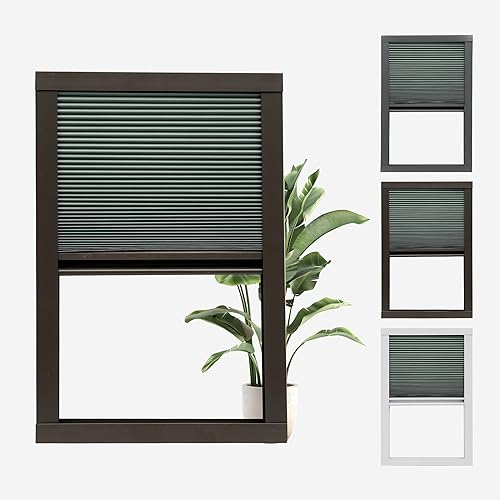 Persianas y persianas de tragaluz para ventana, persianas opacas celulares sin cordones, cortadas a medida (100% sombreado, azul gris)