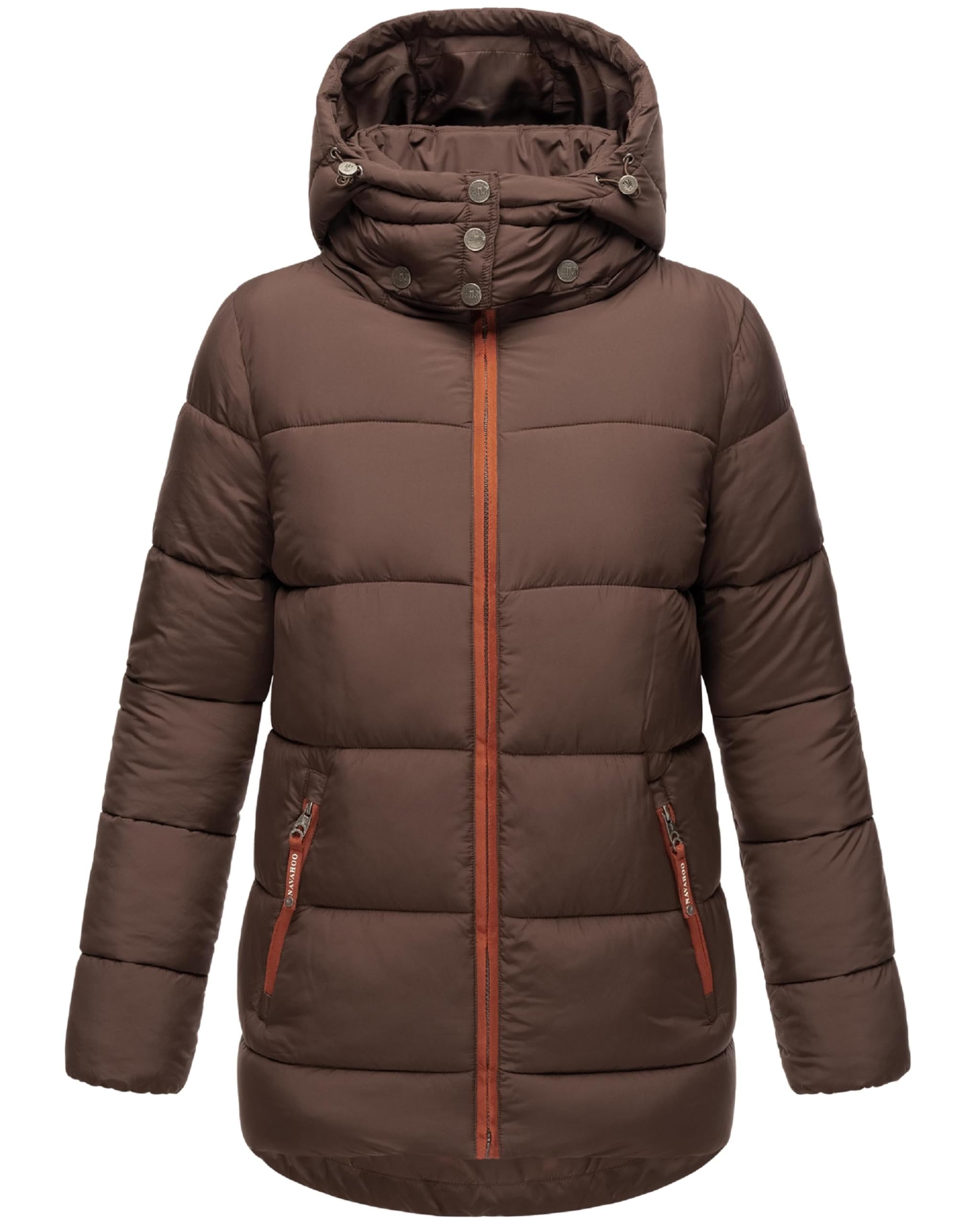 Navahoo Women's Dark Choco Short Winter Jacket Quilted Jacket Warm With Removable Hood Cotton Clouds Xs - Xxl, Xs
