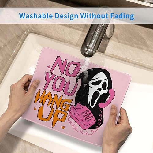 Miniatura 6 de Alfombrilla de mouse cuadrada de calavera rosa para escritorio, base de goma antideslizante con borde cosido, alfombrilla de mouse para computadora