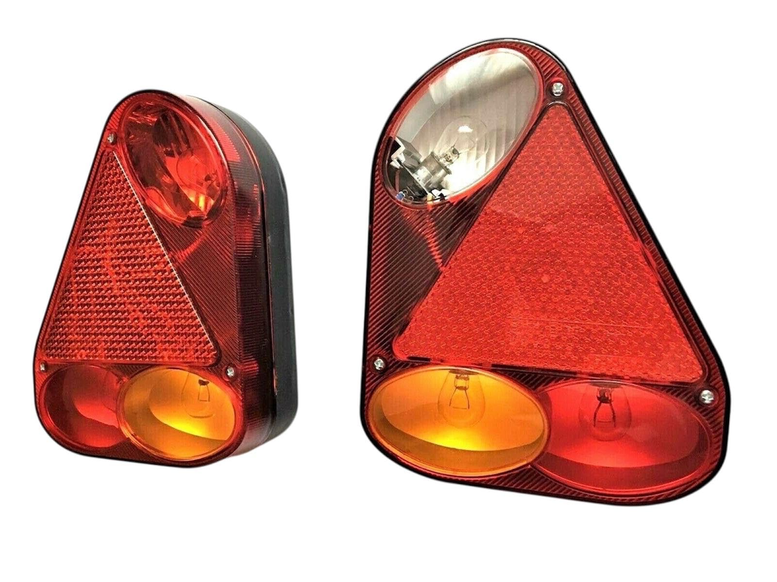 Anhänger Beleuchtungsset 12V/24V – 2 Rückleuchten E9 – 13-poliger 5m Kabelsatz mit 4m Abgang – 2 Kennzeichenleuchten – 4 Rückstrahler – Glühbirnen 12V – für Anhänger – Trailer – Wohnwagen
