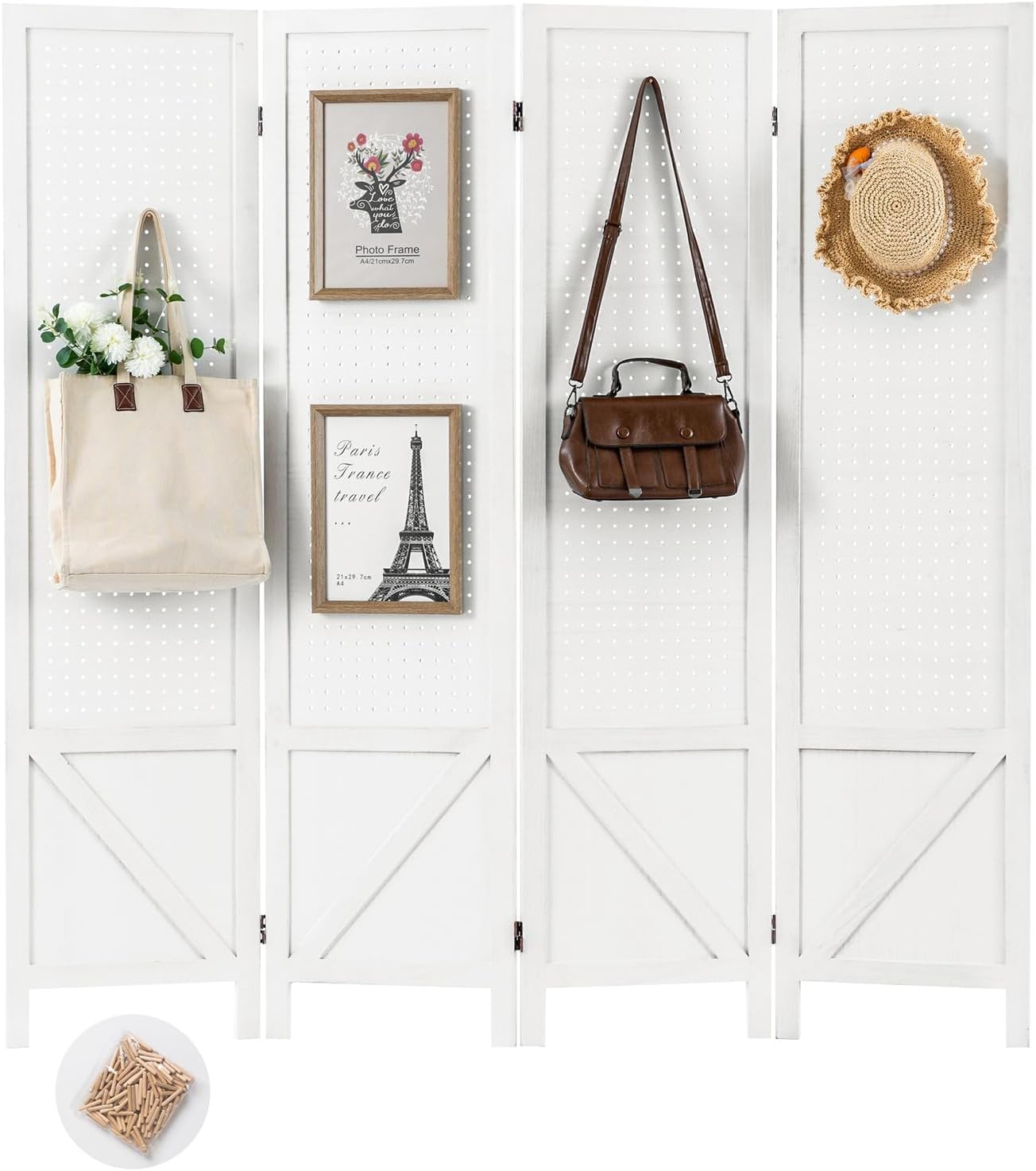 Salfanre 4 Panel Room Divider, Room Divider Screen with