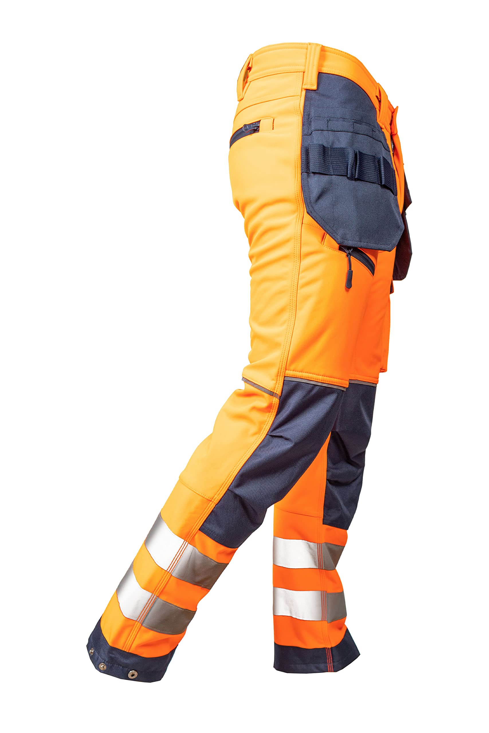 Dopasowane elastyczne spodnie robocze Hi-Vis z wewnętrzną kieszenią na kolana (wodoodporne), pomarańczowy, 42W Regularny