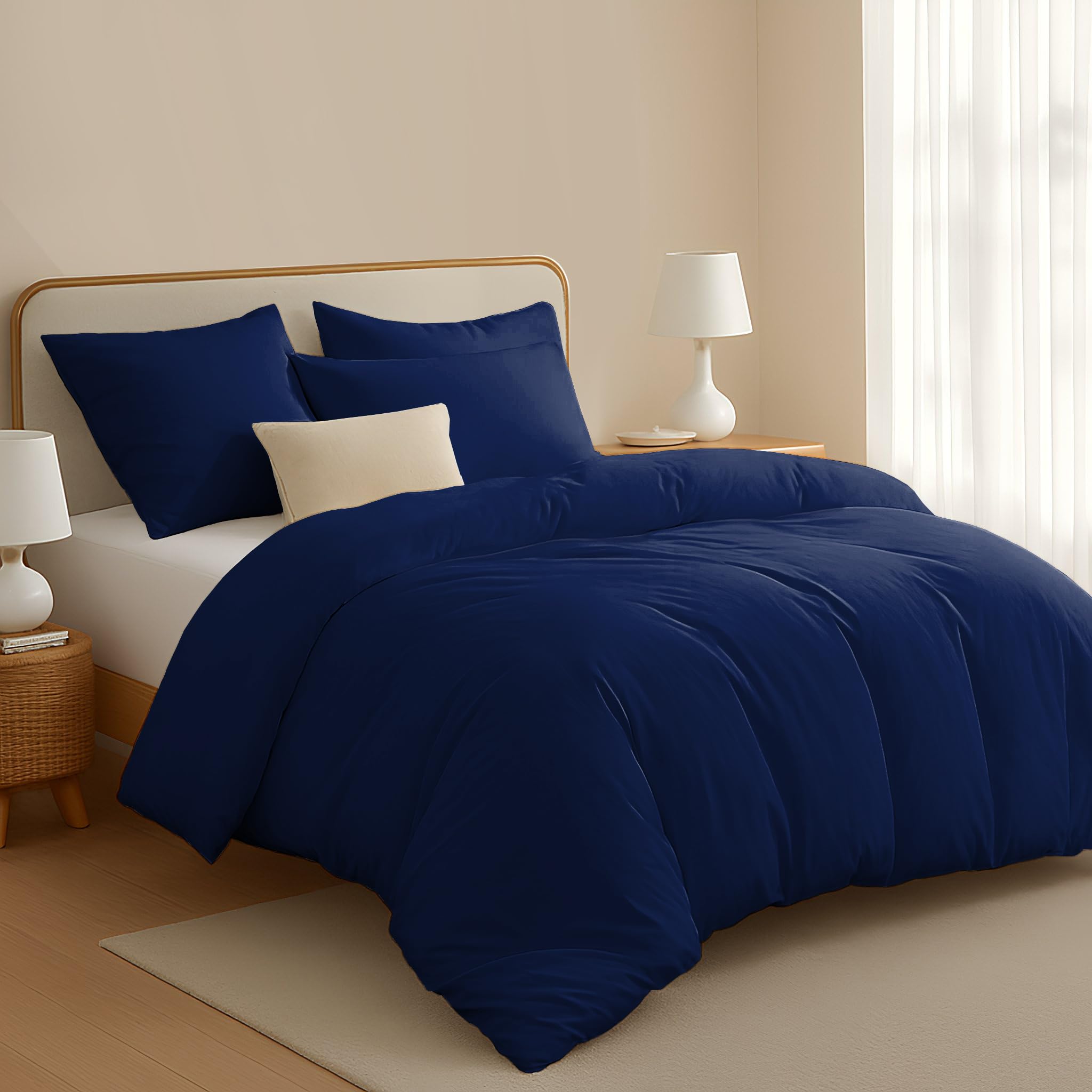 Pamposh 400 Thread Count Egyptian Cotton Double Duvet Set - Premium Cotton Breathable Duvet Cover Double - Luxurious Hotel Quality Bedding Set With Zipper Closure