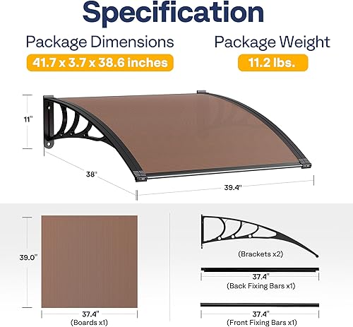 Miniatura 35 de VIVOHOME - Toldo de policarbonato para puerta o ventana Marrón