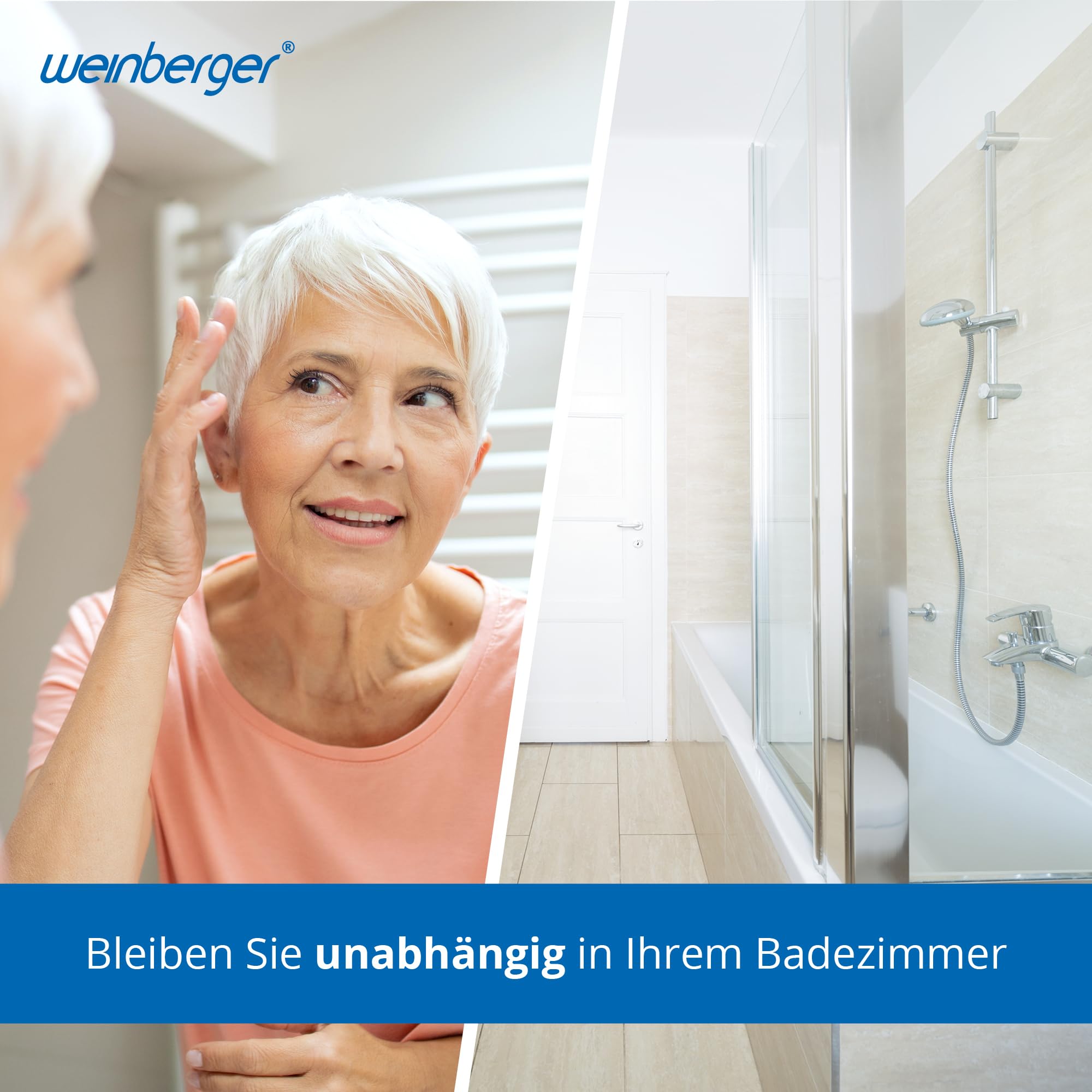 Weinberger Fußhocker Tritthocker | Einstiegshilfe Badewanne | Trittstufe Waschbecken | Höhenverstellbar | Anti-Rutsch | Moderne Badezimmerhilfe für Senioren und Kinder | Modell 43910 | Weiß