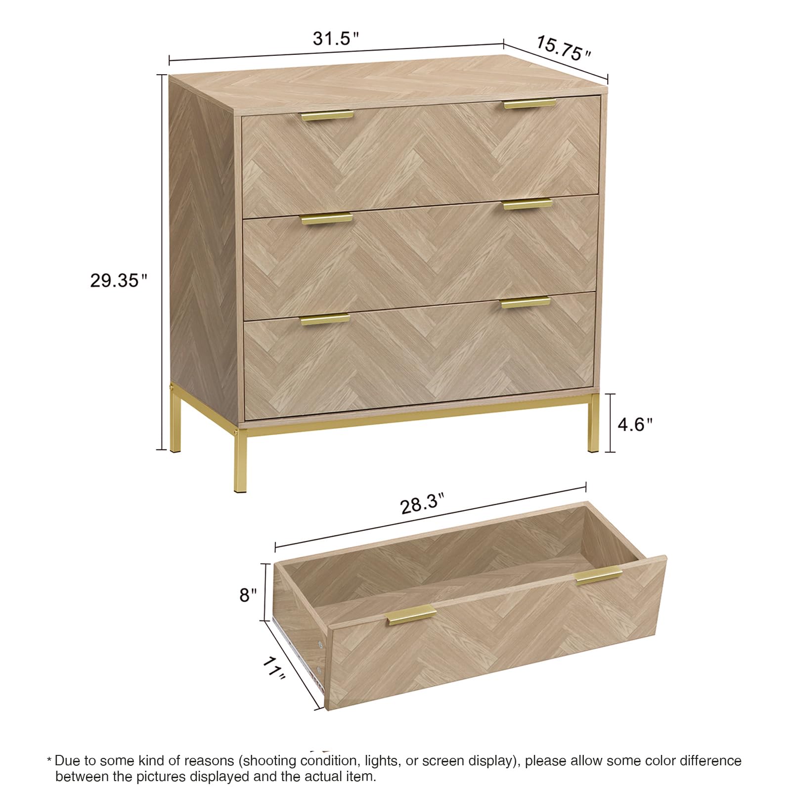 Kommode Schlafzimmer, Kommode mit Schubladen, Holz Kommoden mit Viel Stauraum, Schubladenkommode für Schlafzimmer, Wohnzimmer, Flur, Büro, 80 x 40 x 75 cm