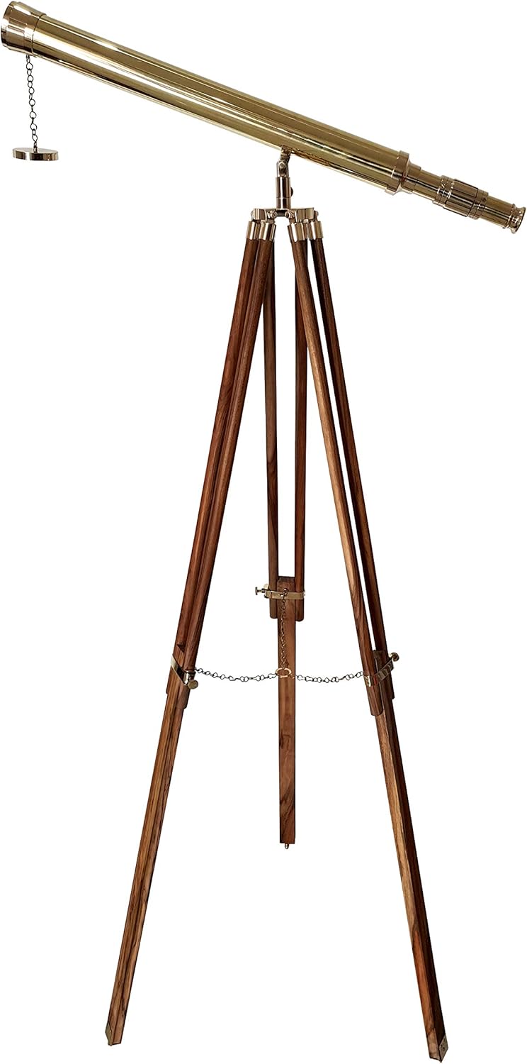 Vintage Tripod Brass Telescope Floor Standing Nautical Harbor Master Scope Maritime Home Decor