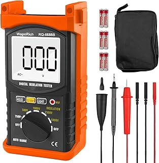 Digital Insulation Resistance Tester, RQ-6688B Voltage Tester 500/1000/ 2500/5000V, Auto Range Megohmmeter 1MΩ~200GΩ, Resistance Tester with 1999 Count LCD Display, Data Hold, Back-Light