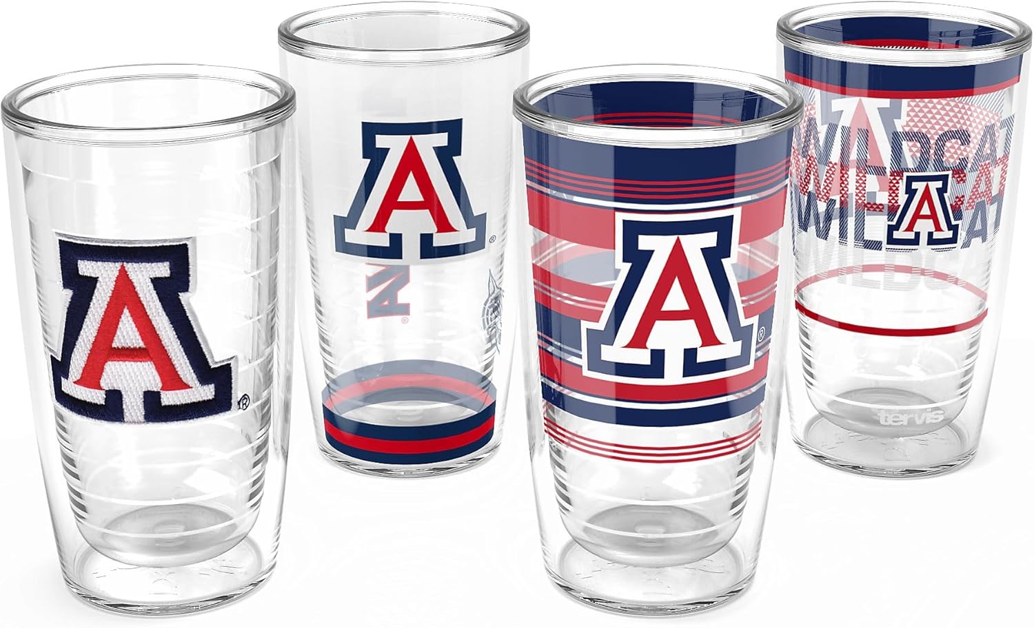 Tervis Arizona Wildcats - Assorted Made in USA Double Walled Insulated Tumbler Travel Cup Keeps Drinks Cold & Hot, 16oz 4pk, Classic