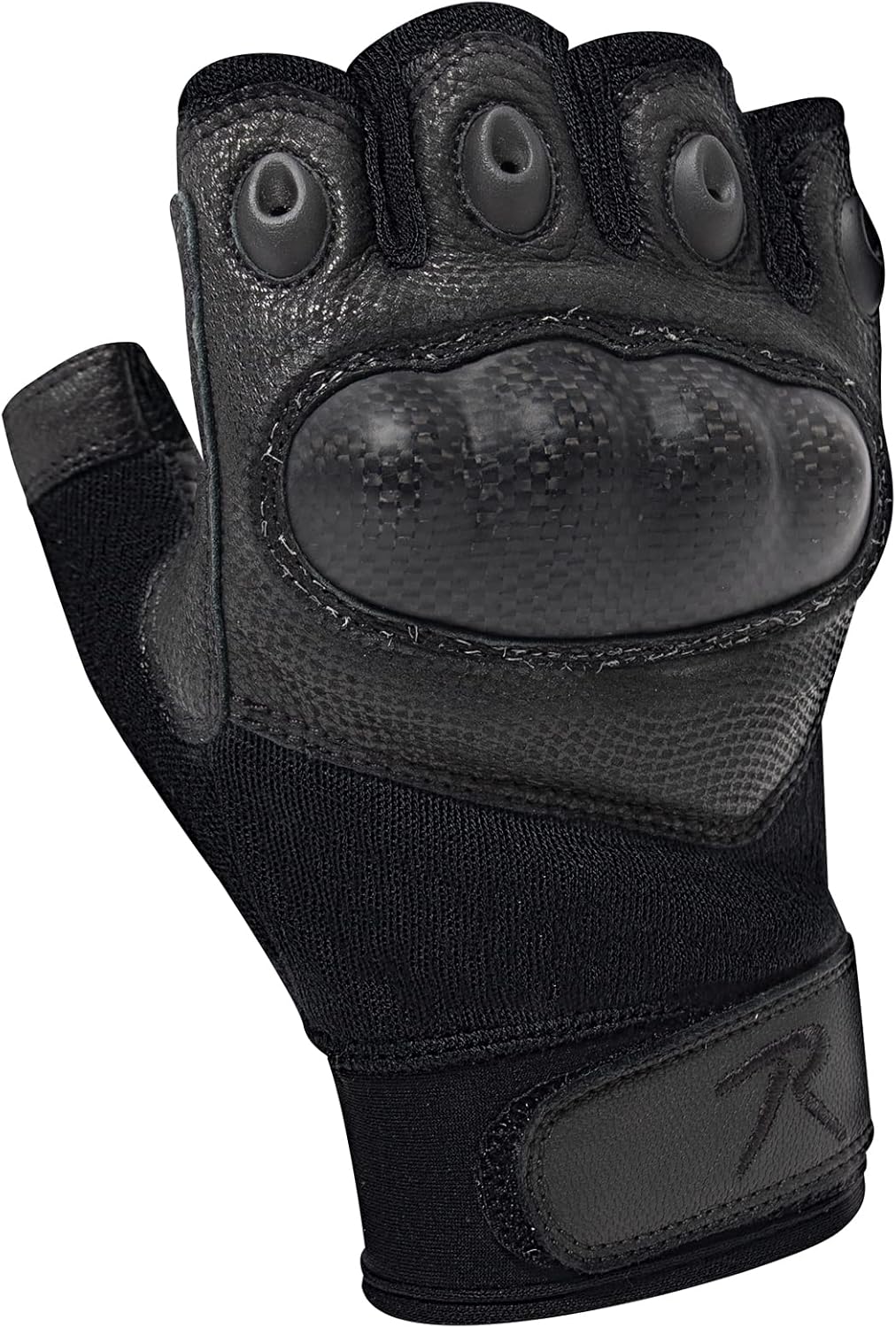 Rothco 28081: Fingerless Cut Resistant Carbon Hard Knuckle Gloves - Black