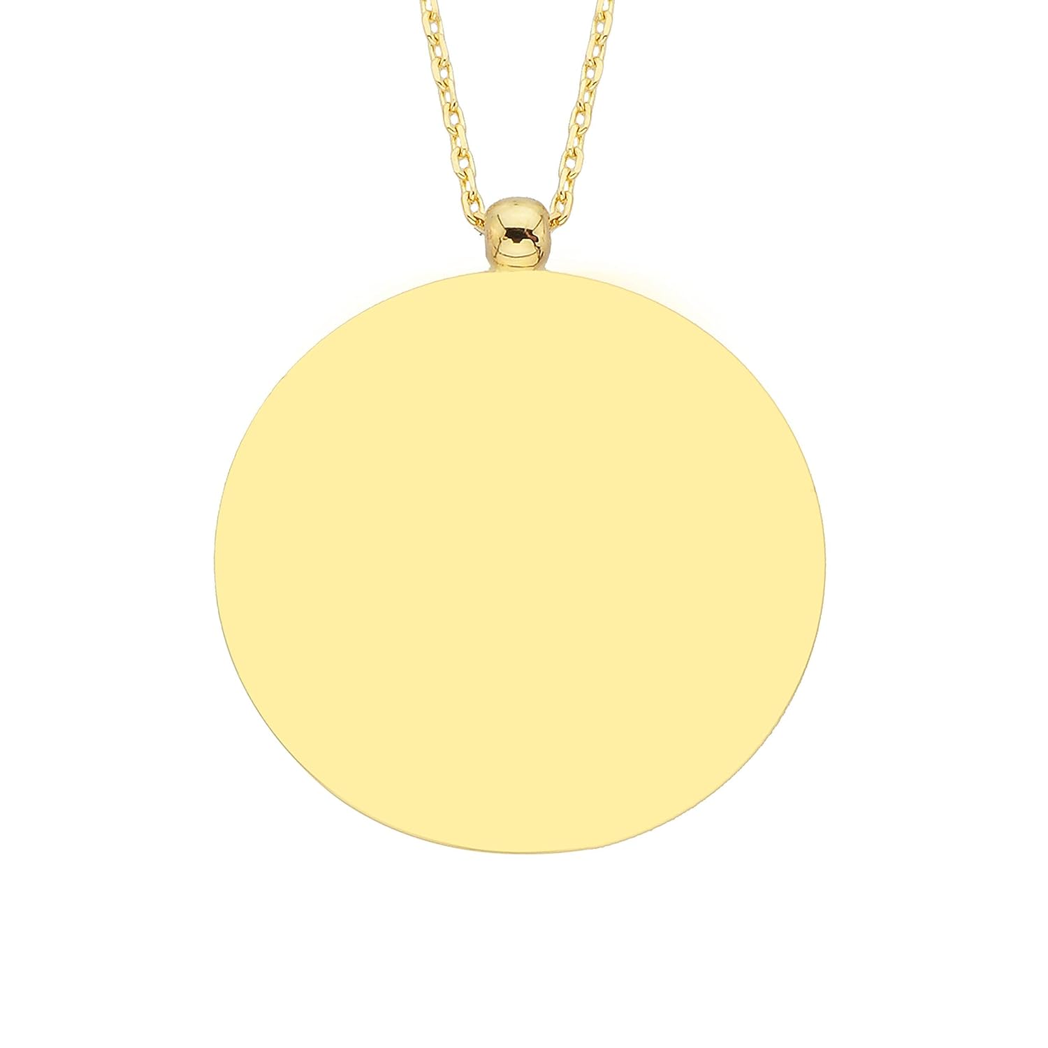 Engraved Round Plate Chain Necklace 