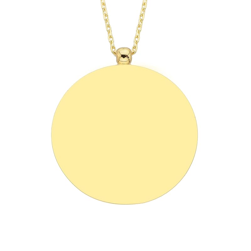 Engraved Round Plate Chain Necklace 