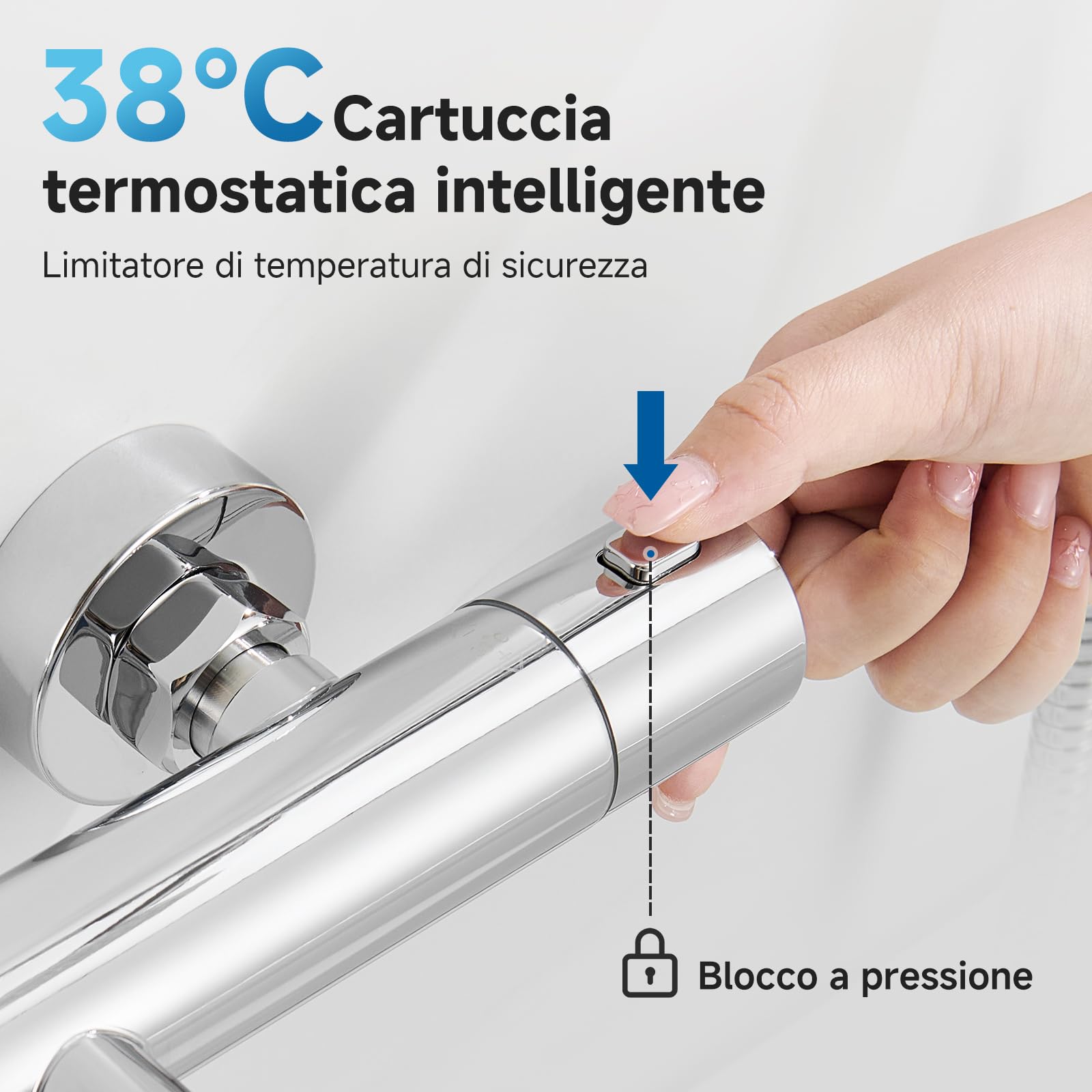 Auralum Miscelatore Doccia Termostatico Rubinetto Vasca da Bagno 2 Funzioni