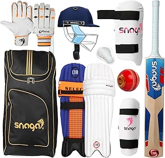Eco Cricket Kit School Backpack for Boys and Girls - Full Equipment With Kashmir Willow Bat RH (Size 5 for 10-11 Years)