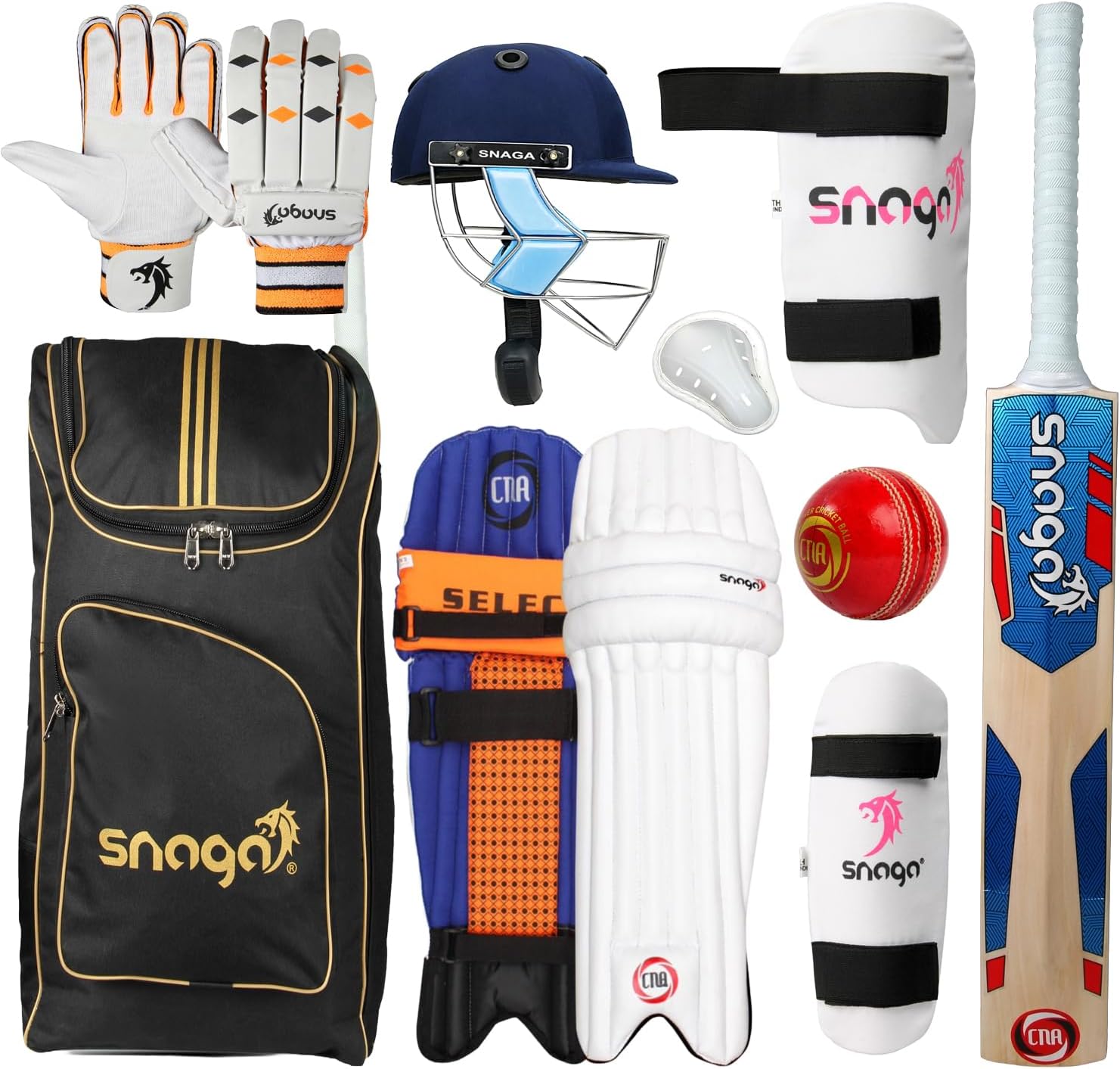 Eco Cricket Kit School Backpack for Boys and Girls - Full Equipment With Kashmir Willow Bat RH (Size 5 for 10-11 Years)