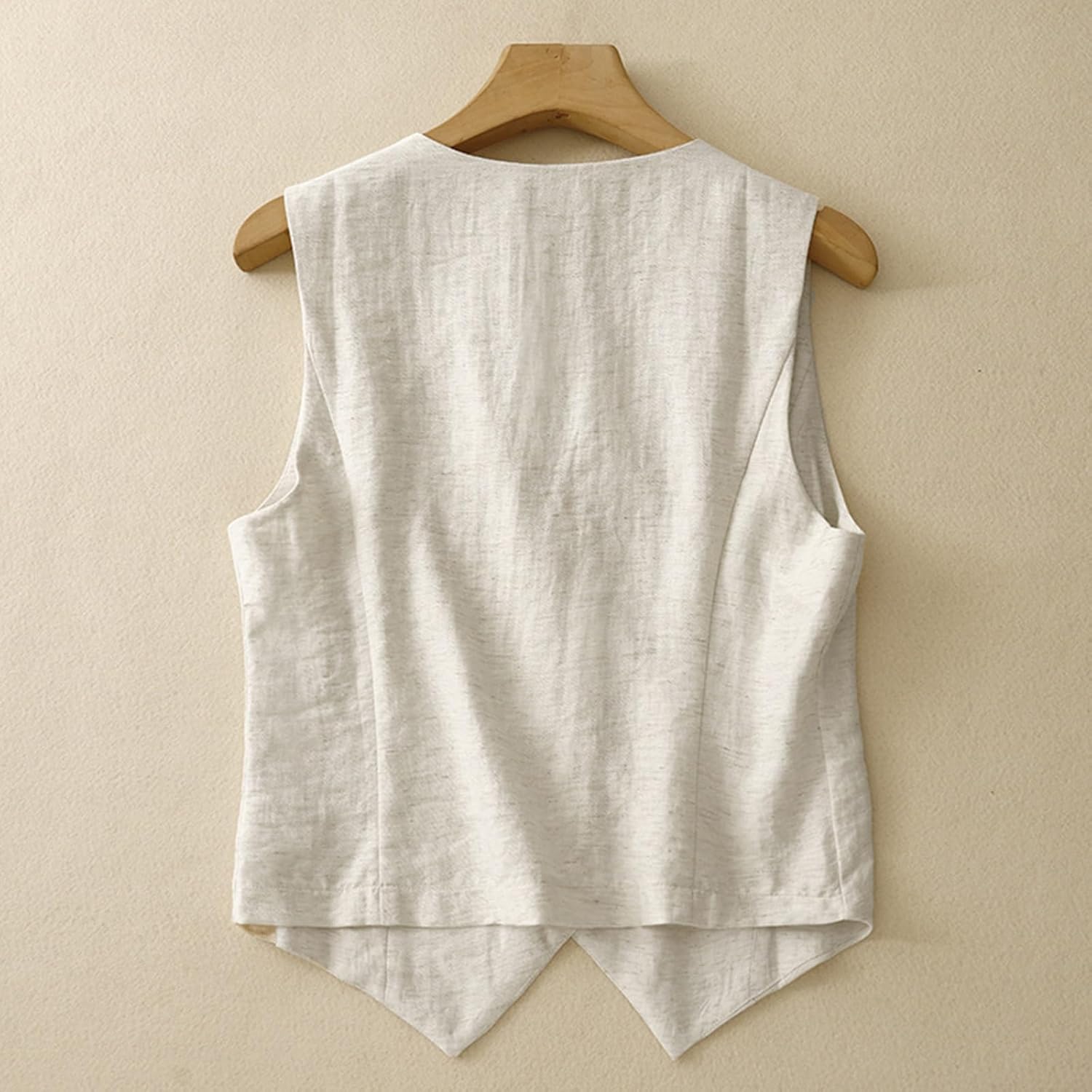 MINTLIMIT Women's Linen Vest Casual Button Down Sleeveless V Neck Blazer Tank Top Lightweight Business Jacket Waistcoat Vest with Pocket - Image 4