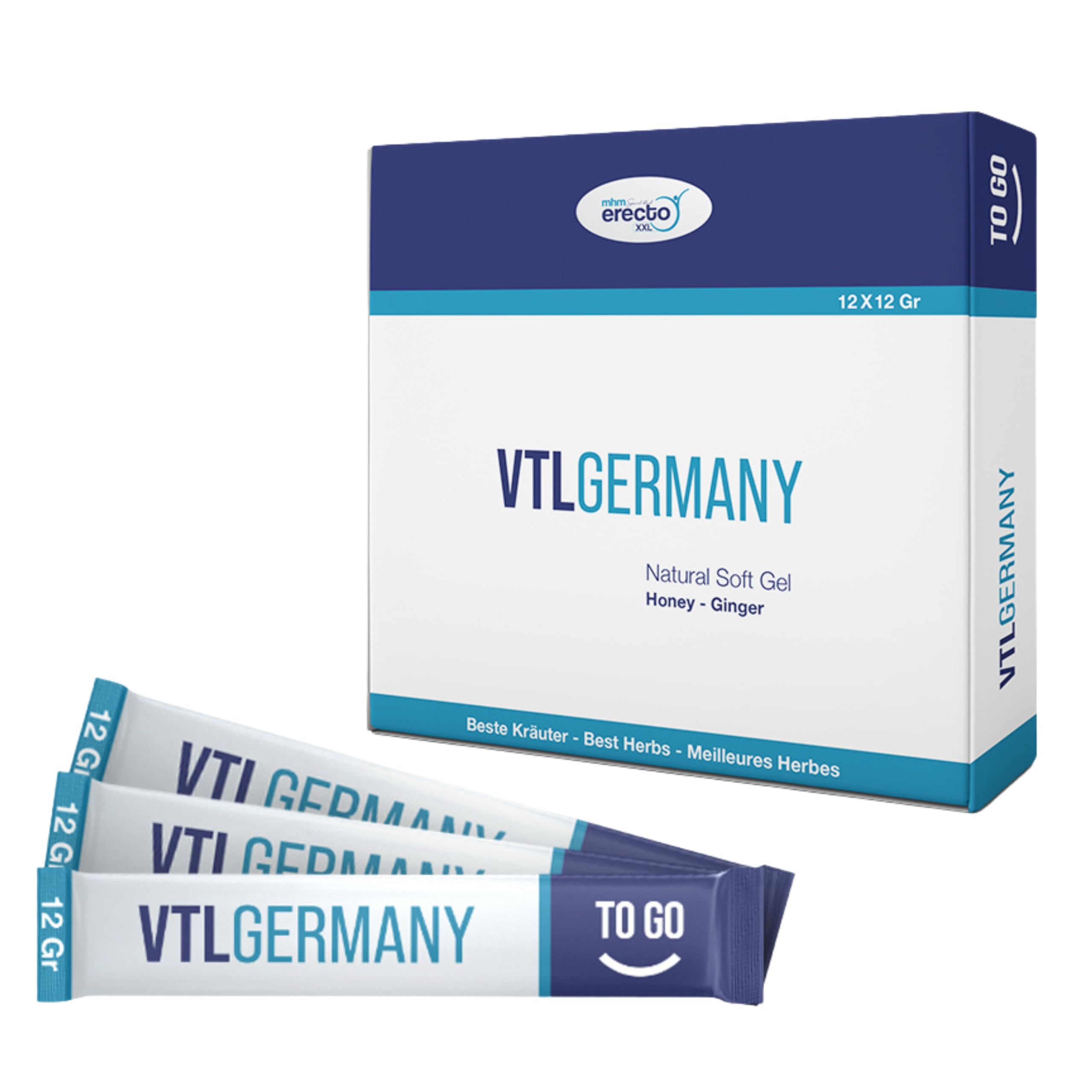 VTL Germany 12x12g Stick, Extra Stark für aktive Männer, HOCHDOSIERT Maca und Tribulus Herbal Gel Supplement