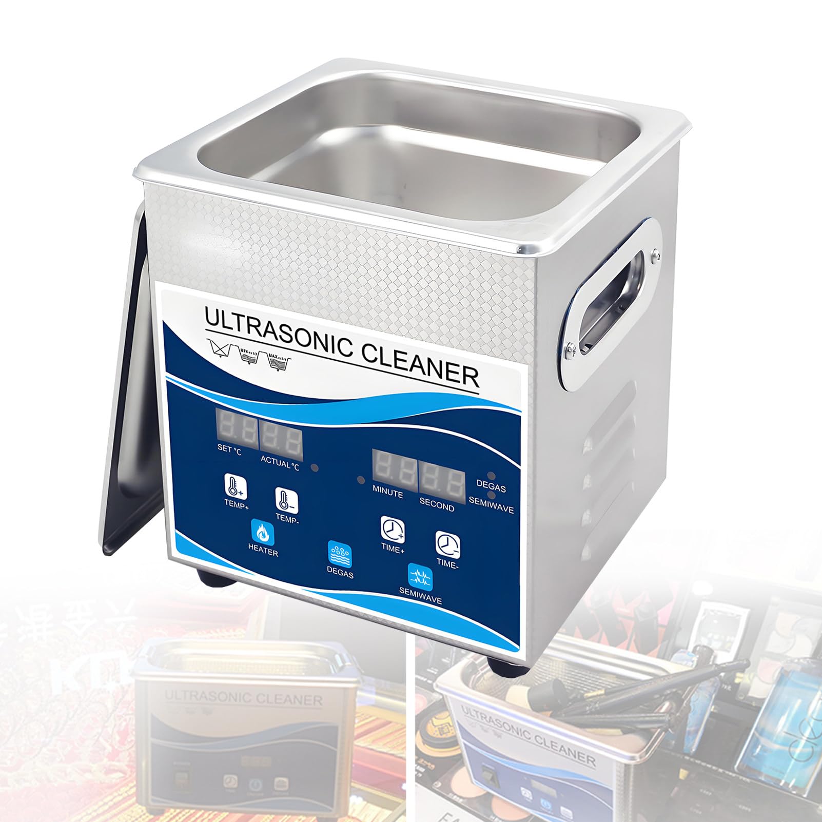 Limpiador Ultrasónico Digital de 40 Khz Baño Ultrasónico Comercial Profesional con Temporizador y Calentador para Joyería Dentaduras Postizas y Piezas Metálicas 201-1.3L