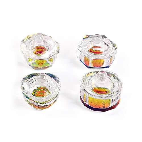 KADS 4 piezas de vidrio Dappen Monomer Dish Acrylic Nail Cup para líquido y polvo con tapas disponible en Yaxa Guatemala
