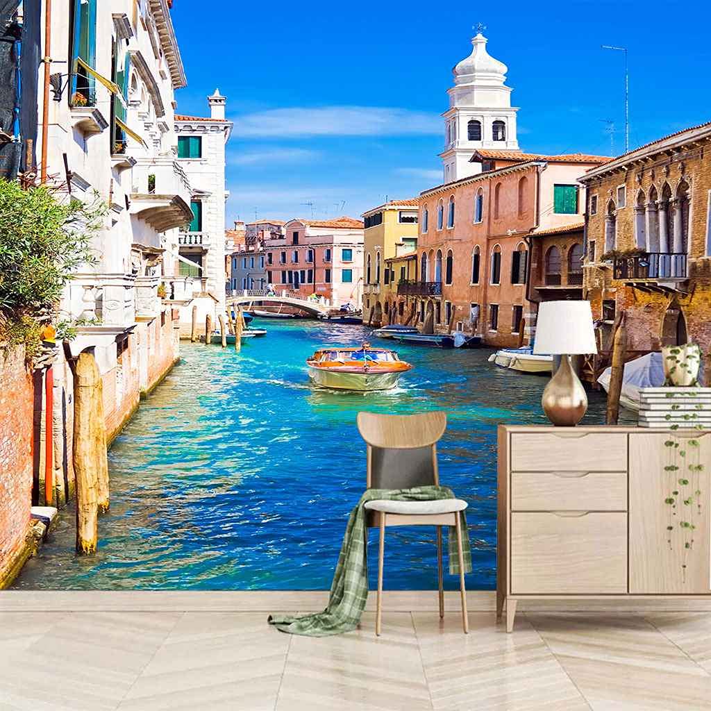 Papier peint panoramique Venise 3D et murale auto-adhésive moderne 150x105 cm