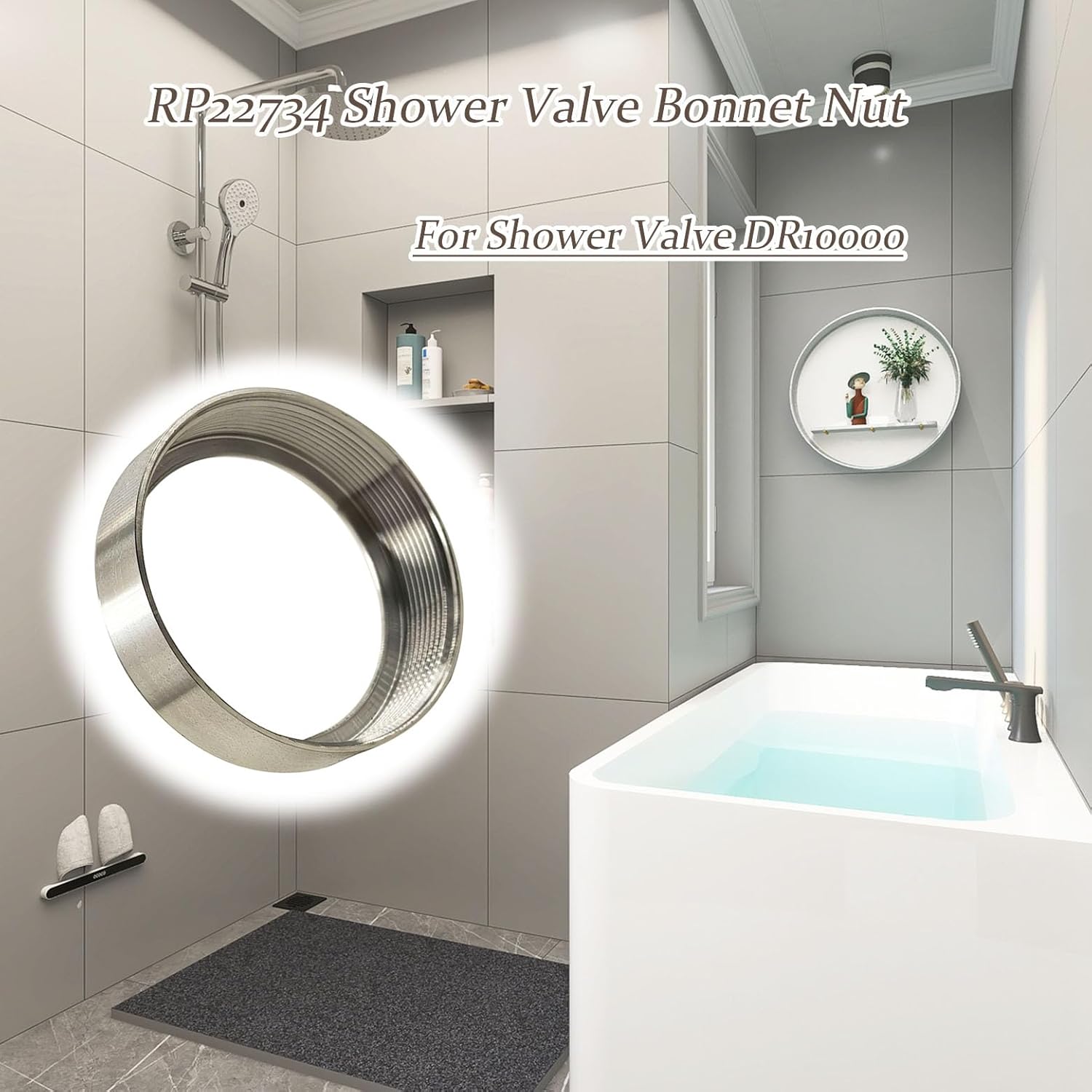 2 Pcs RP22734 Shower Valve Bonnet Nut Replacement Unit for R10000,1300 1400 Series Shower Faucets