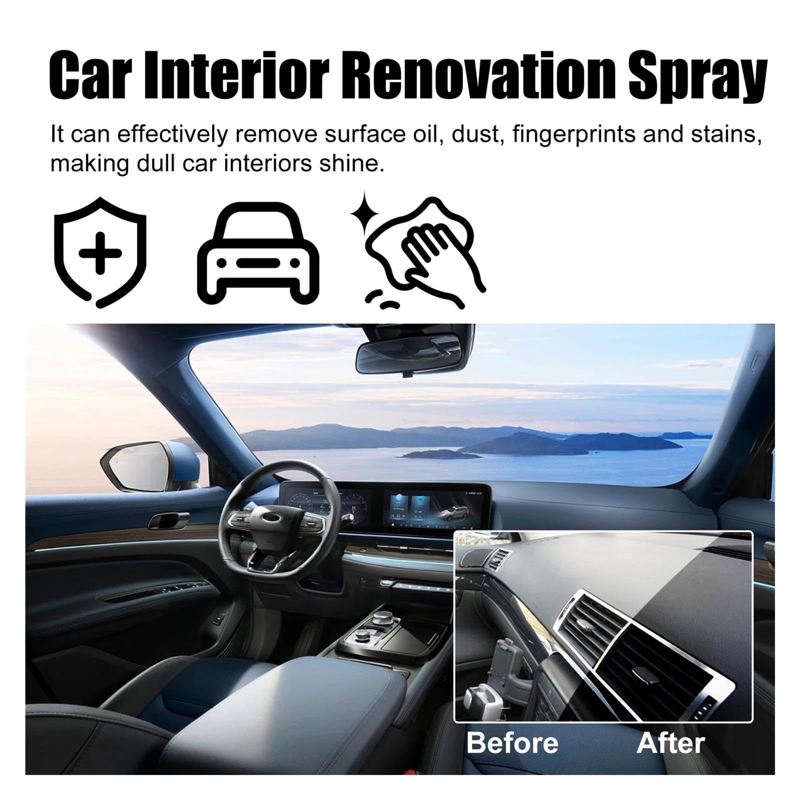 Auto-Innenpolierwachs-Spray, Leder- und Kunststoff-Restaurierungsreiniger(200ml Boxed)