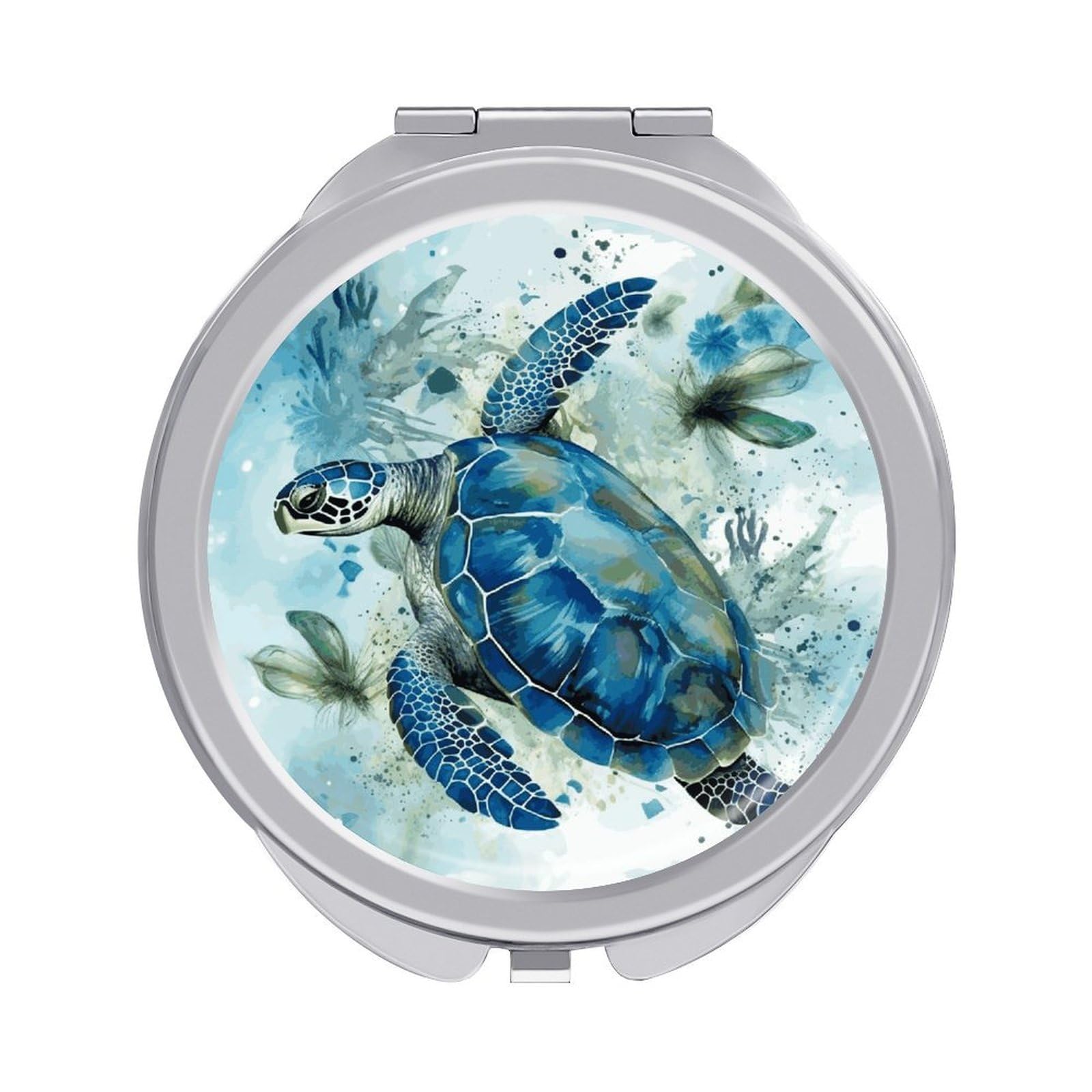 FekiLoot Sea Turtle-Blue Travel Makeup Mirror 2 X /1 X Magnifying Slim Pocket Mirrors Compact for Purse Travel Makeup Mirrors for Pocket, Handbag, Purse Women Gift
