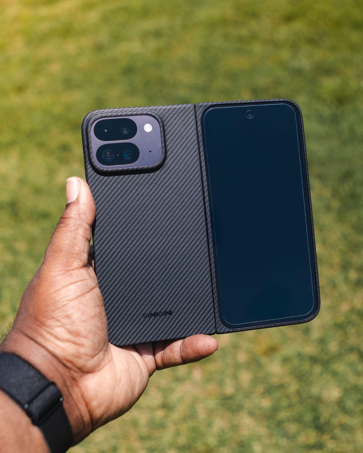 Thinborne Compatible with Pixel 10 Pro Fold Case, [600D Aramid Fiber] [Magnetic] [Ultra Thin] [Minimalist Style] [Carbon Fiber] - Black