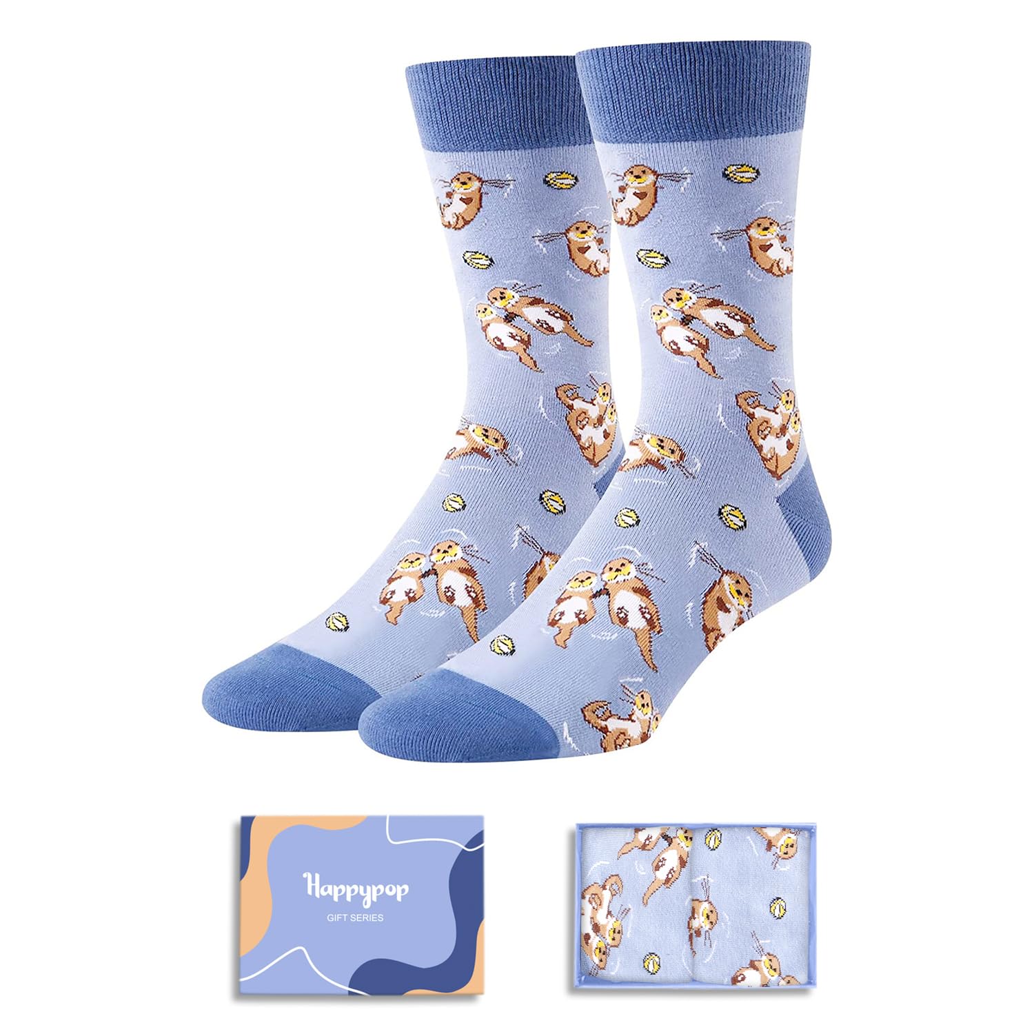 HAPPYPOP Funny Socks for Men - Novelty Gifts Otter Donkey Monkey Gifts Cat Chicken Socks