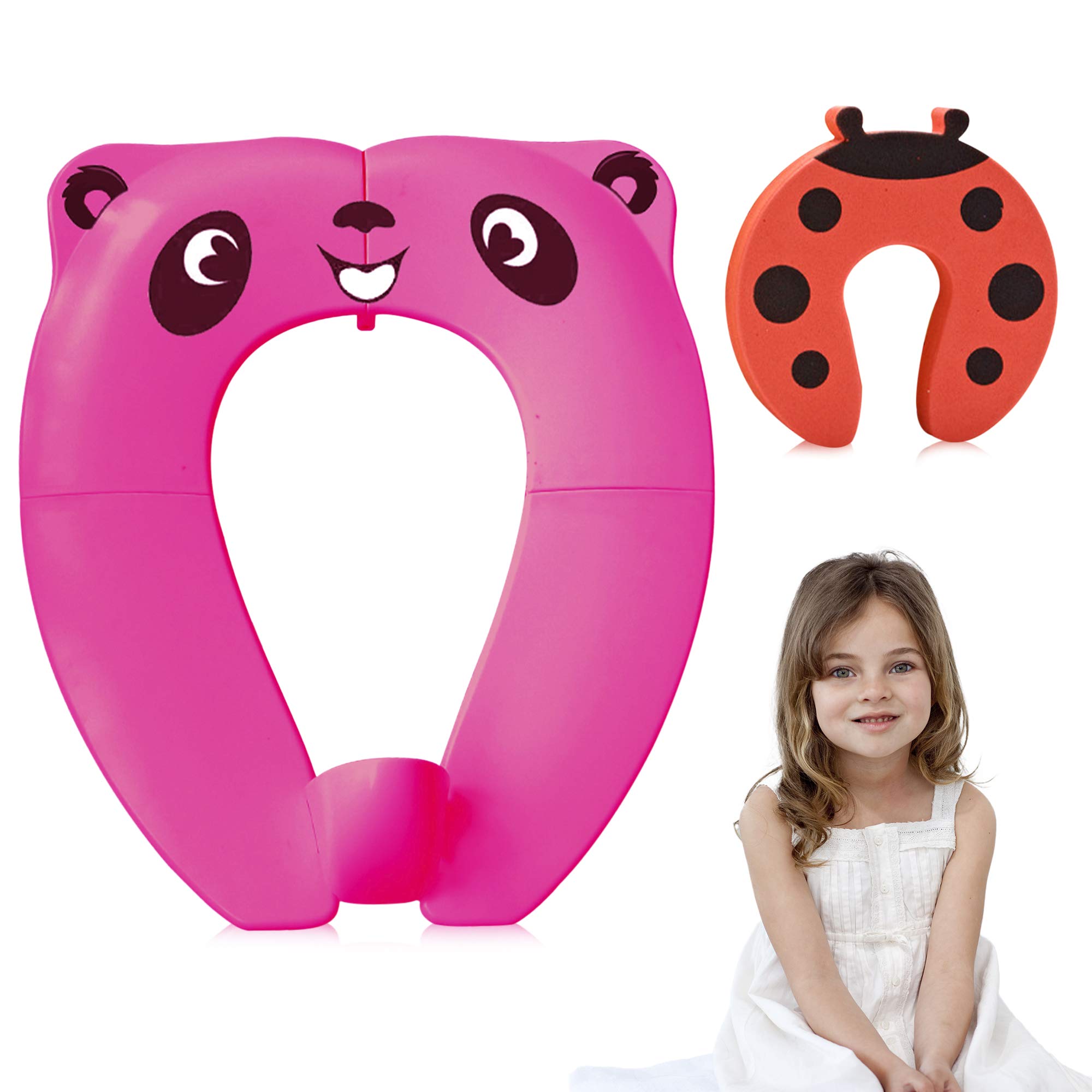 UnivoTravel Potty Seat for Kids and Children | Foldable Portable Baby Toilet (Pink)