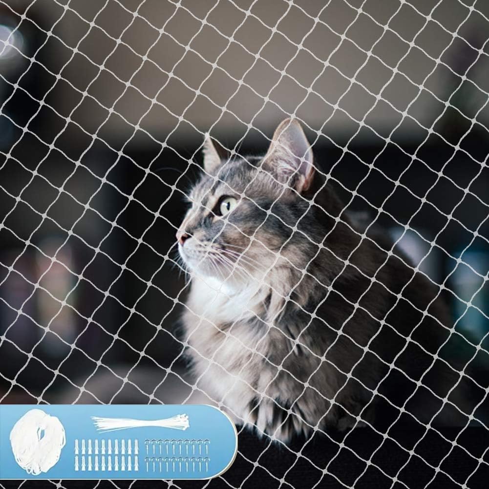 Rete per Gatti, Rete per Gatti Rinforzata 8 x 3 m, Robusta e Resistente agli Strappi, ai Raggi UV e alle intemperie, per Balcone, terrazze e finestre