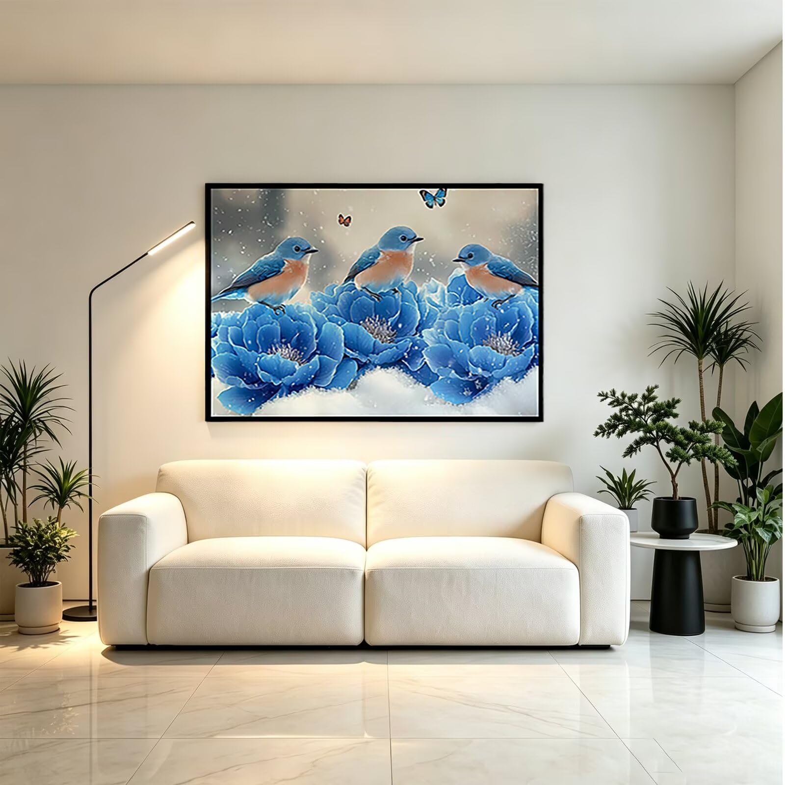 Kwadratowy diamentowy obraz 5D, niebieski, 60 x 80 cm - 36419