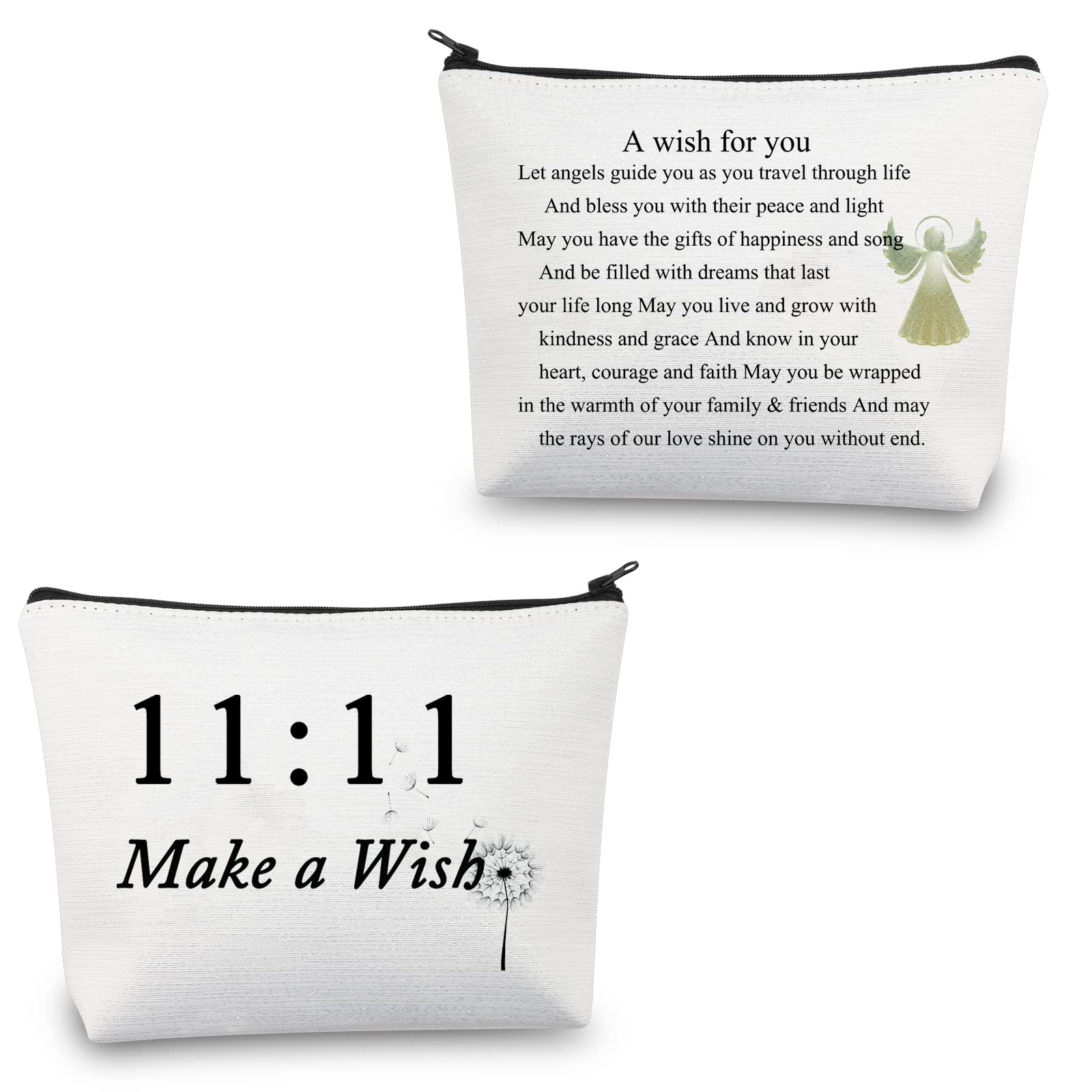 CMNIM 11 11 Make a Wish Gifts Makeup Bag Angel Gifts for Women Friendship Dandelion Gift 11 11 Angel Number Cosmetic Travel Bag (11 11 Make a Wish Gifts)