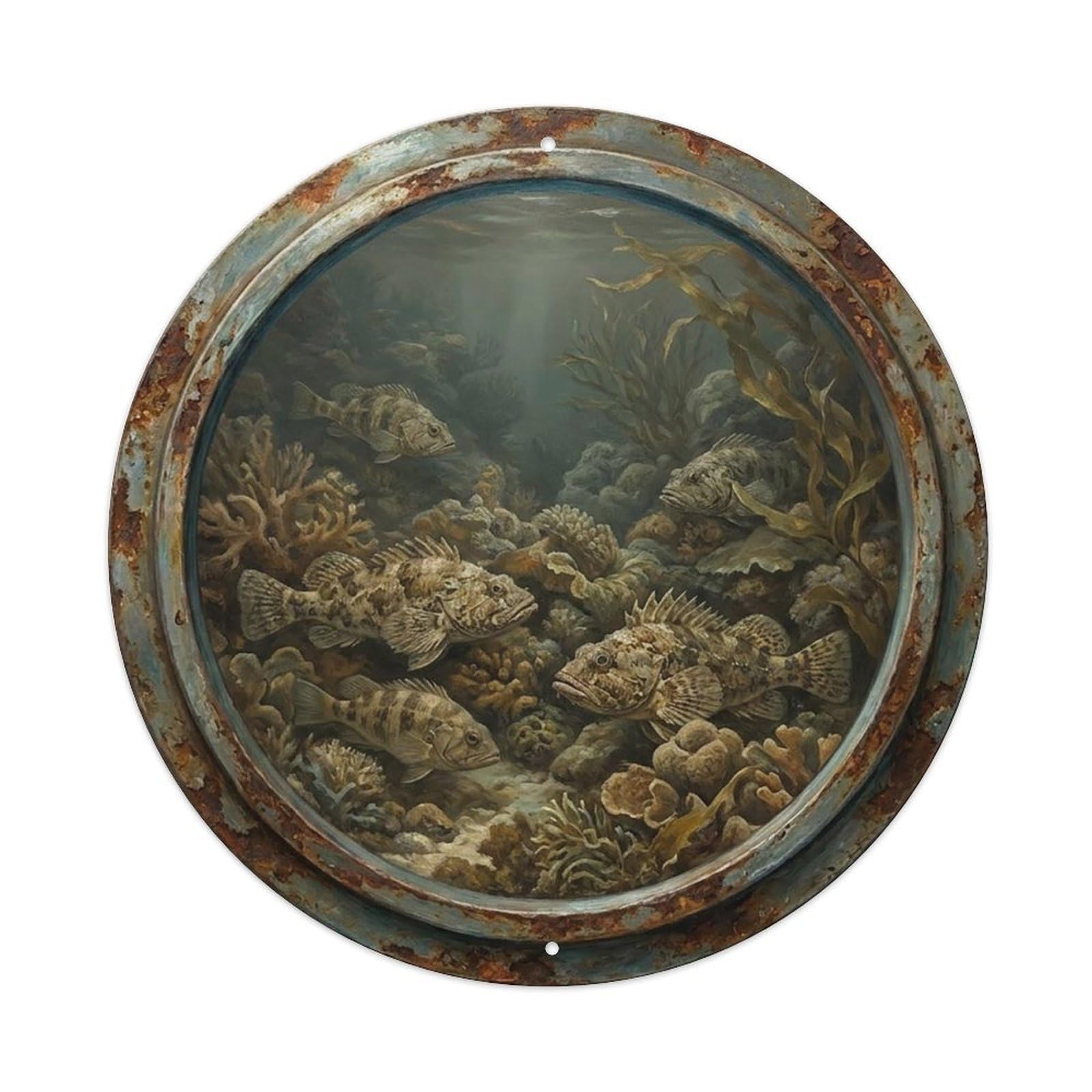 Vintage Porthole Camouflage Master Ship Window Under Deep Metal Tin Sign