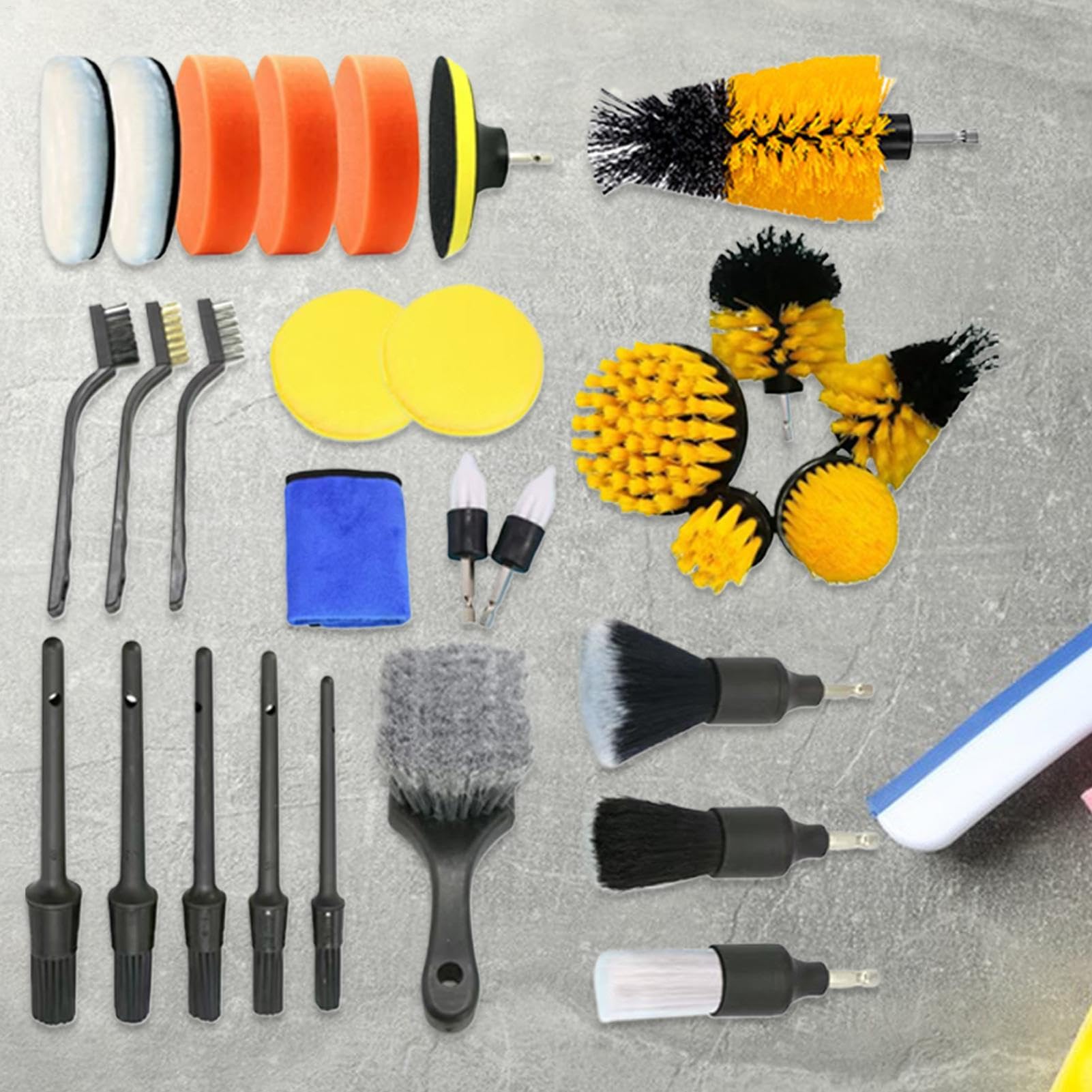 Kit di detailing per auto 29 pezzi di strumenti per la pulizia | Kit per il detailing degli interni auto per automobile, bagno, sedili, cruscotti, scanalature dei pneumatici, bocchette