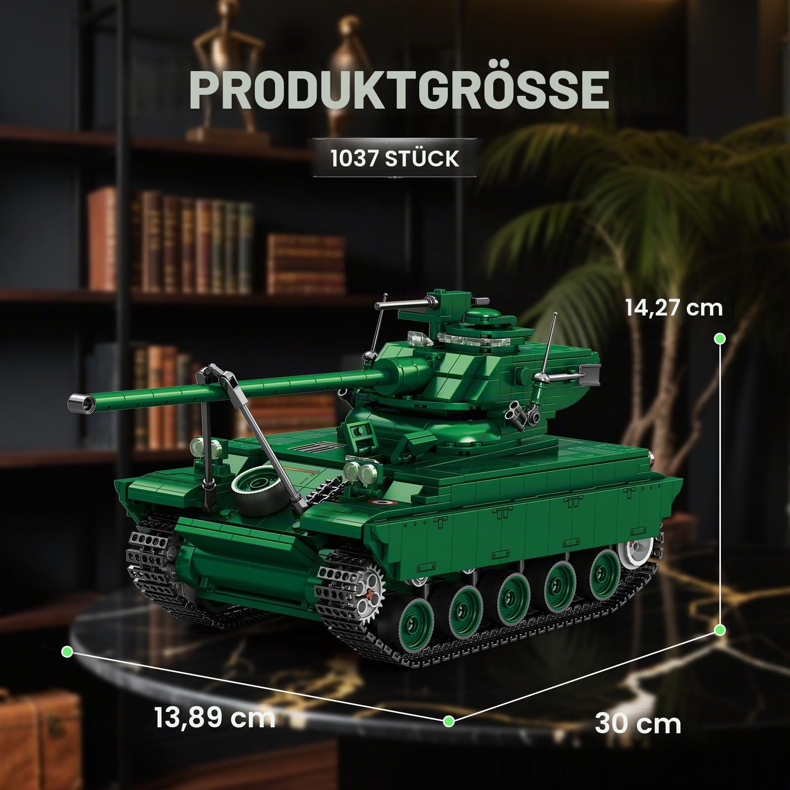 Reobrix AMX-13 Leichtpanzer-Bausatz, Französische Militär-Modellbau Panzer | 1:28 Kettenfahrzeug Modell, 77033 World of Tanks Lizenz Set, Militärfahrzeug Bausatz, für Erwachsene Teenager, 1037 Teile