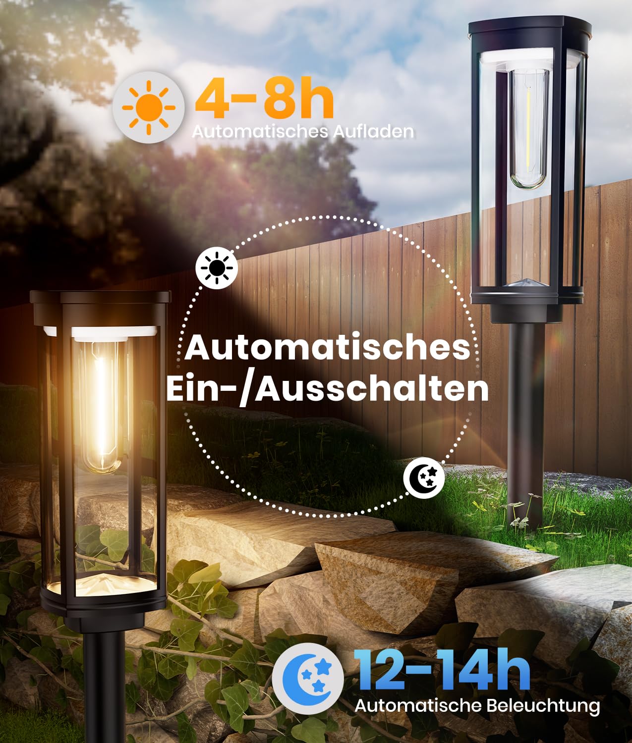 Solarlampen für Außen, 8 Stücke Superhell Solarleuchten Garten 3000k Warmweiß, IP65 Wasserdicht Wegeleuchten Solar Gartenleuchten für Außen Rasen Hof Pfad Gehweg Deko