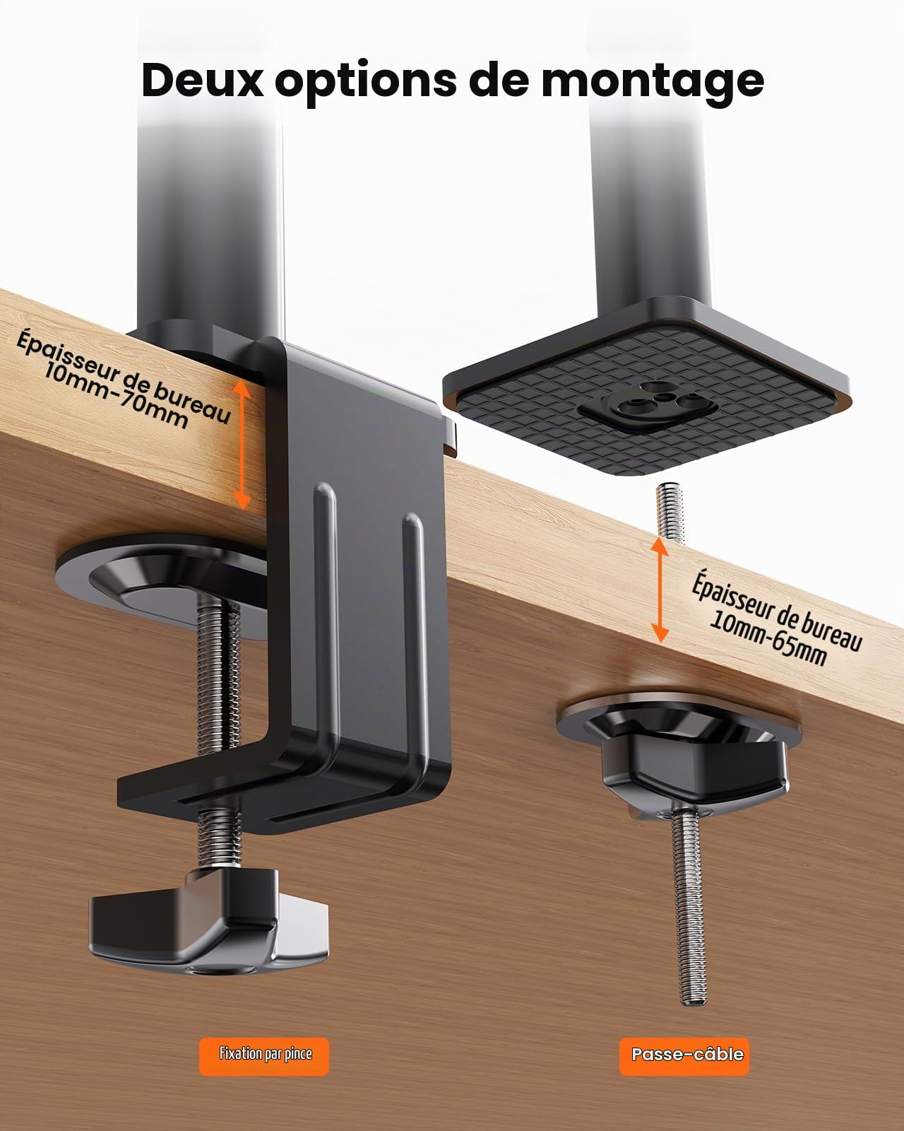 ErGear Support Ecran PC, Support Empilé pour Écrans 13 à 32 Pouces, 9 kg par Bras, Stabilité Améliorée avec Pince en C Intégrée, Gestion Câbles Améliorée, VESA 75 x 75/100 x 100 mm, Noir