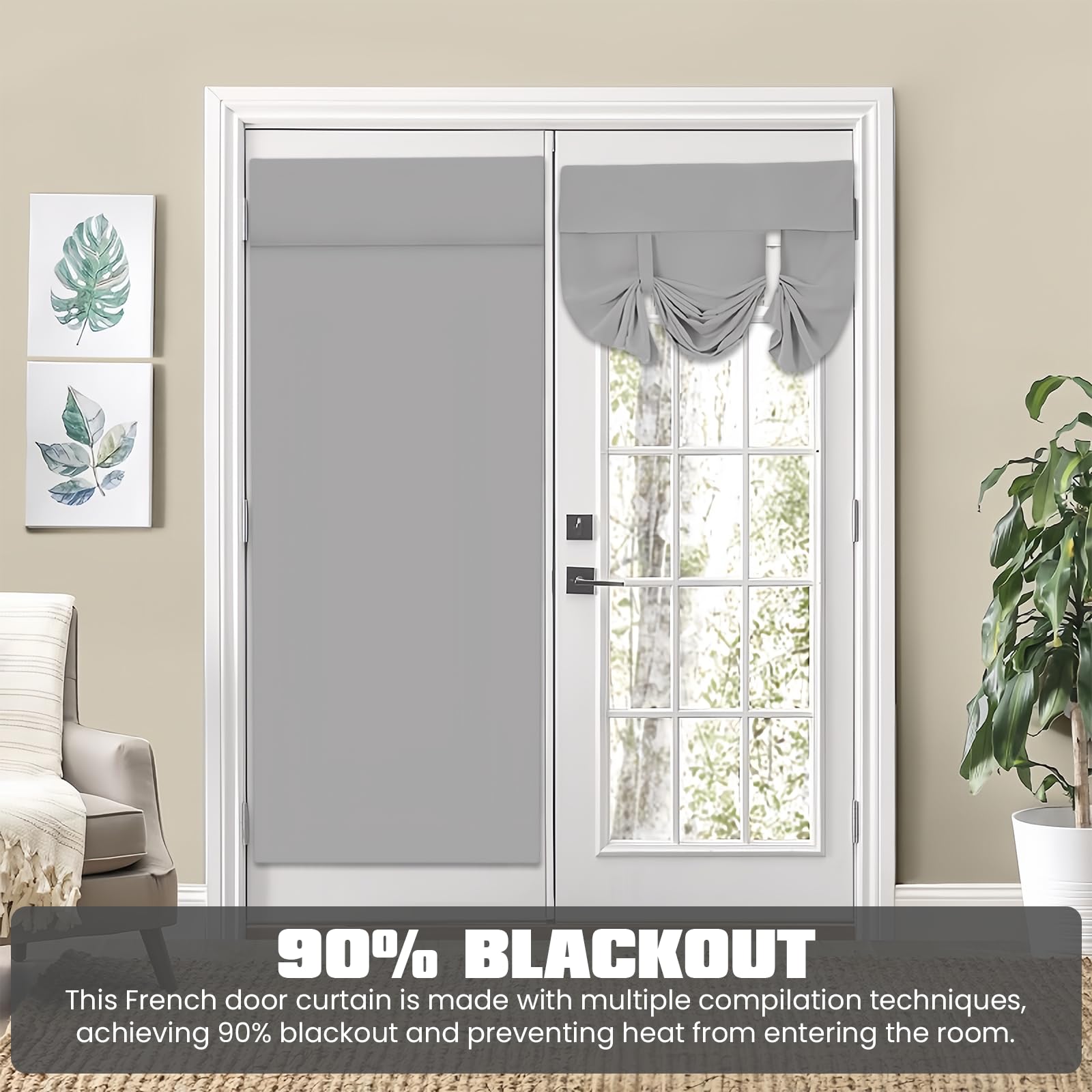Tende oscuranti per porta francese, con benda, 66 x 173 cm, tende oscuranti per porte francesi, per privacy e controllo della luce