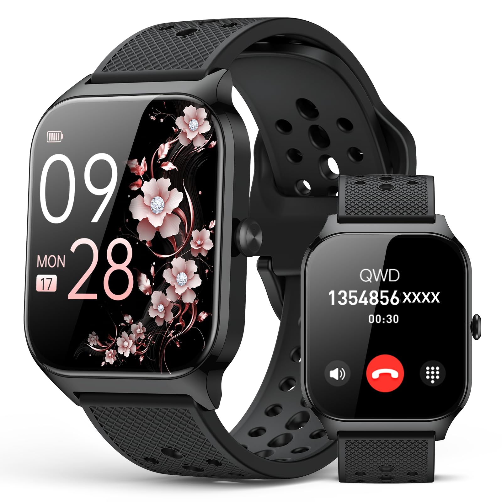 paybay Smart Watch for Women Men - Answer/Make Call, Fitness Tracker Smartwatch for Android iPhone Compatible, 120+ Sports Modes Step Counter Sleep Female Cycle (Black)