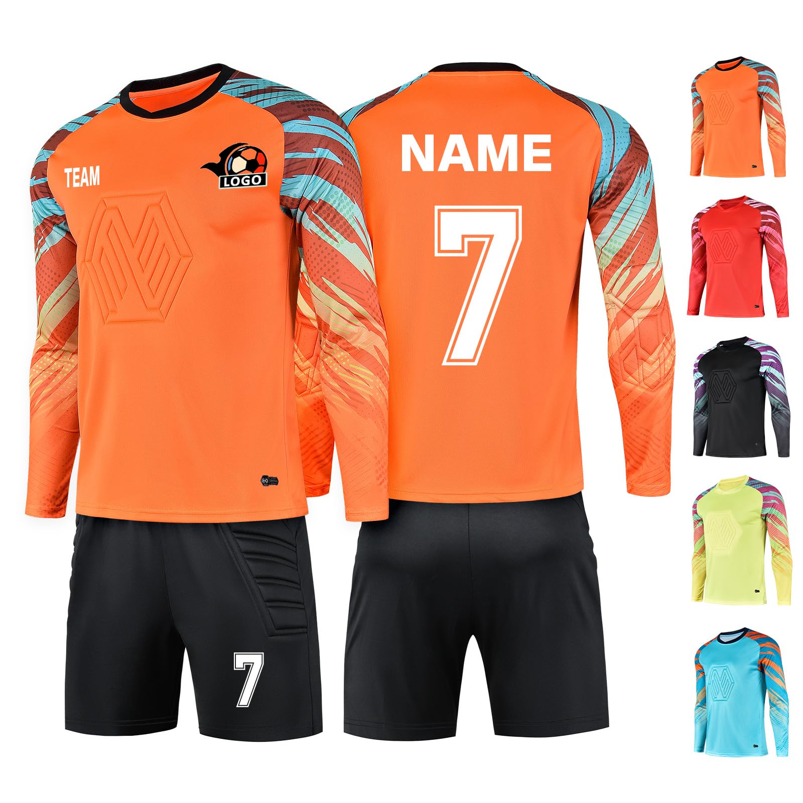 Laifu Unisex Orange With Shorts Personalised Football Goalkeeper Shirts And Trousers Custom Goalkeeper Kit For Men Women Kids With Name Team Number