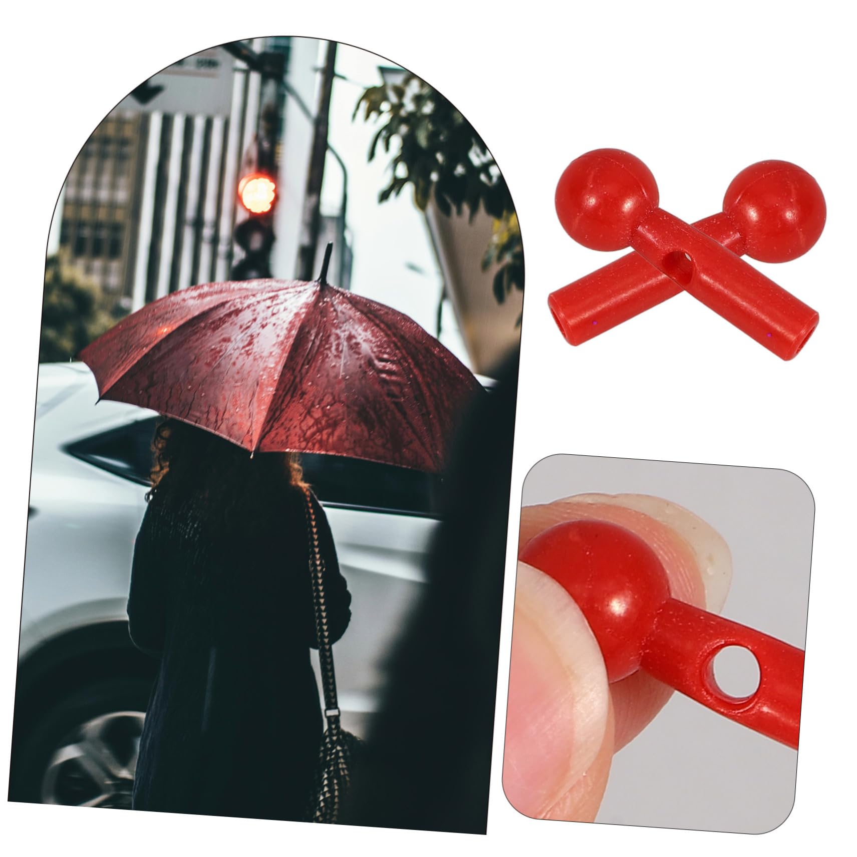 Toddmomy Parapluie Pour Enfants Pièces De Réparation De Parapluie De Pluie Perle Pour Queue De Conseils De Remplacement De Perles Pour Queues Rouge Plastique